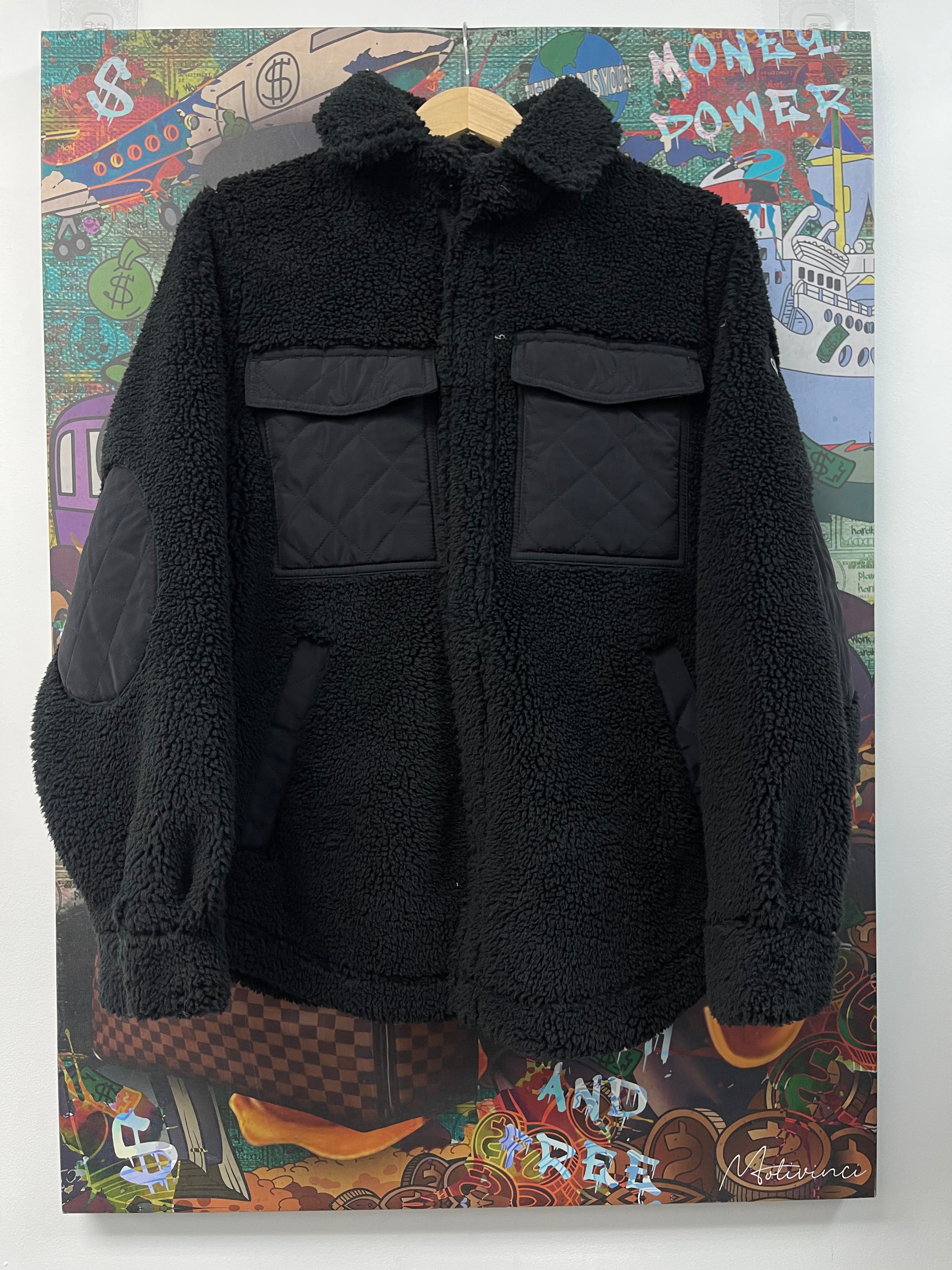 ALO Black Sherpa Fleece Zip Jacket