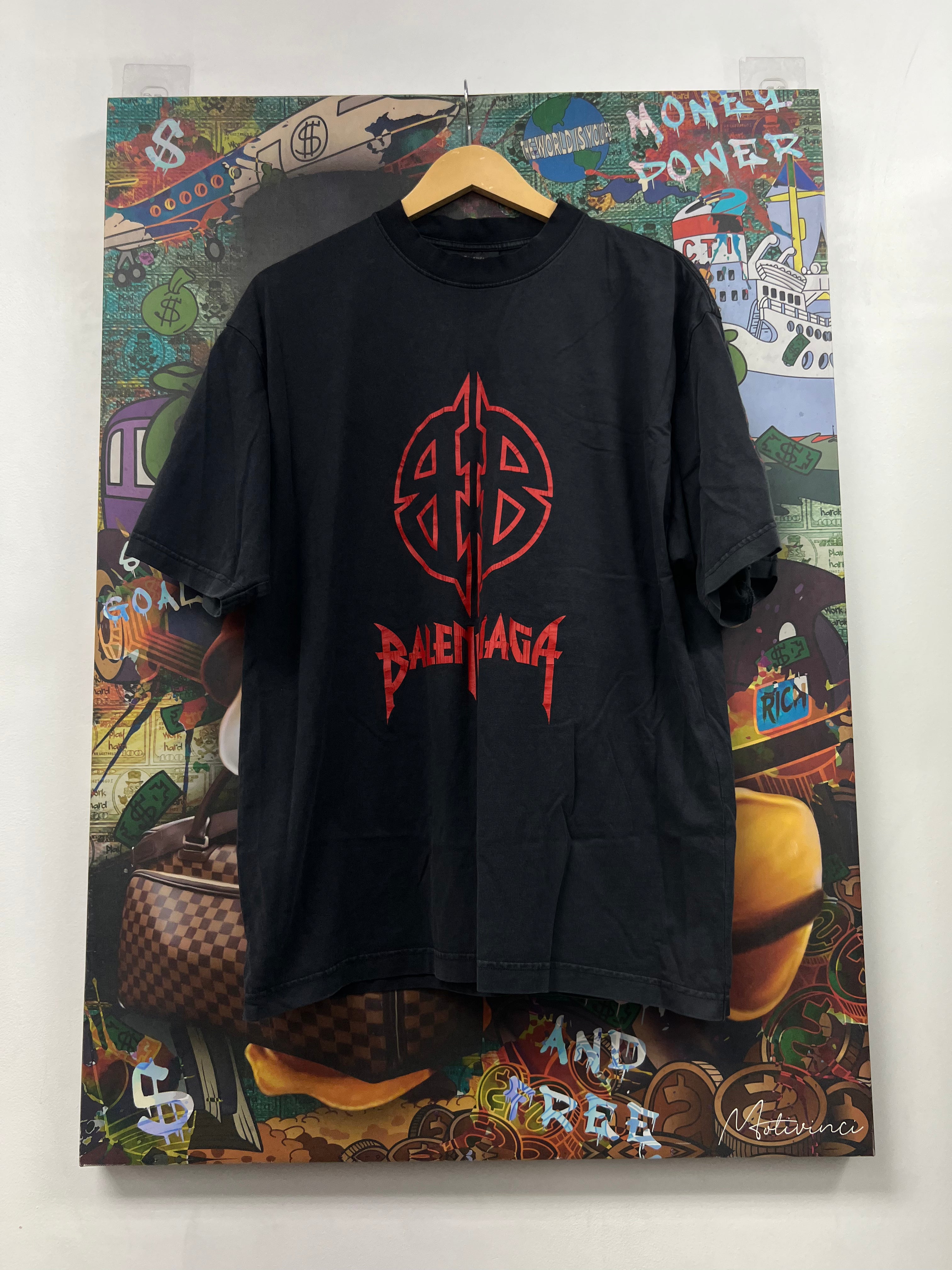 Balenciaga Black Red BB Logo Tee