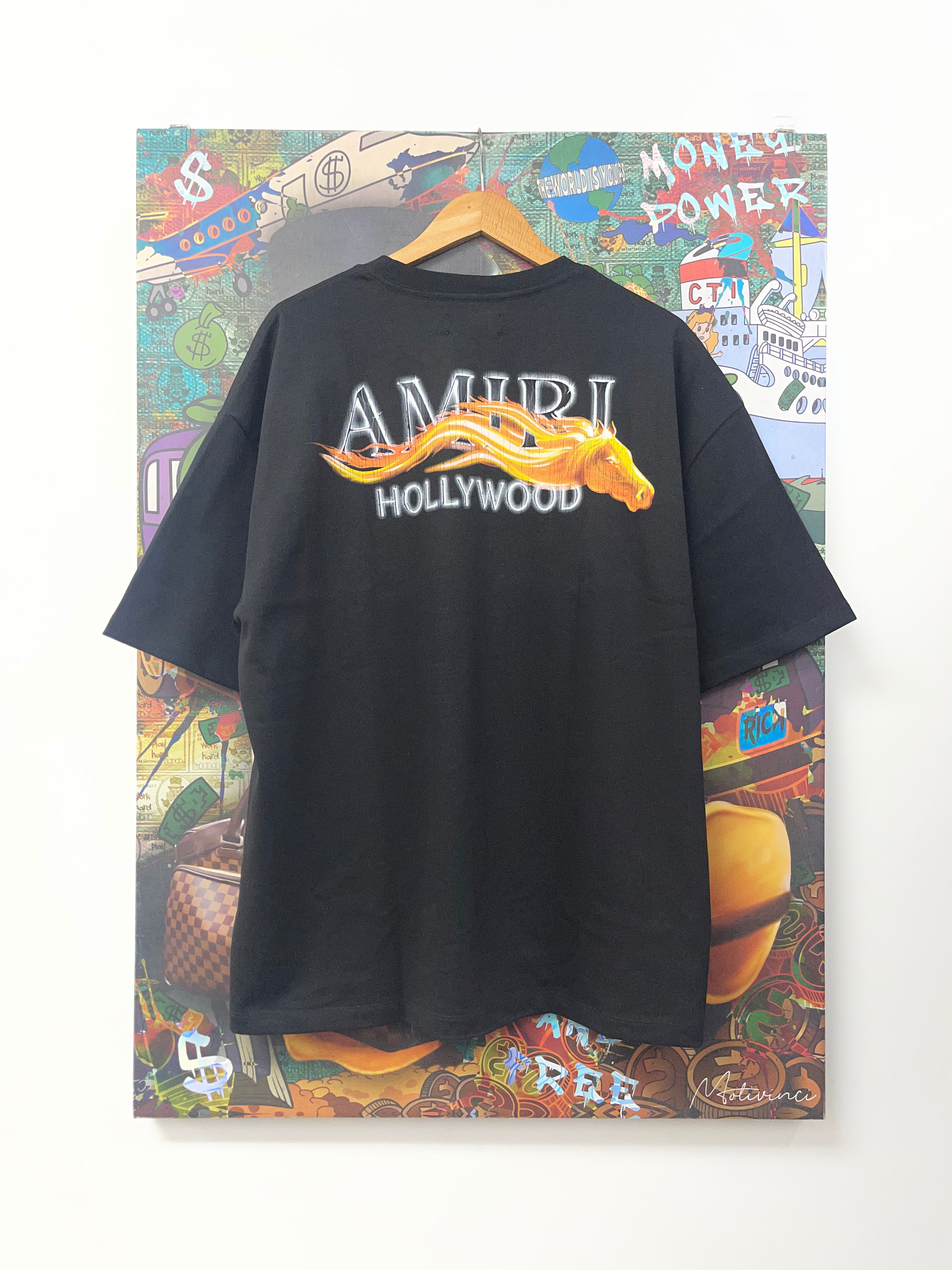 Amiri Black Flame Hollywood Horse Tee