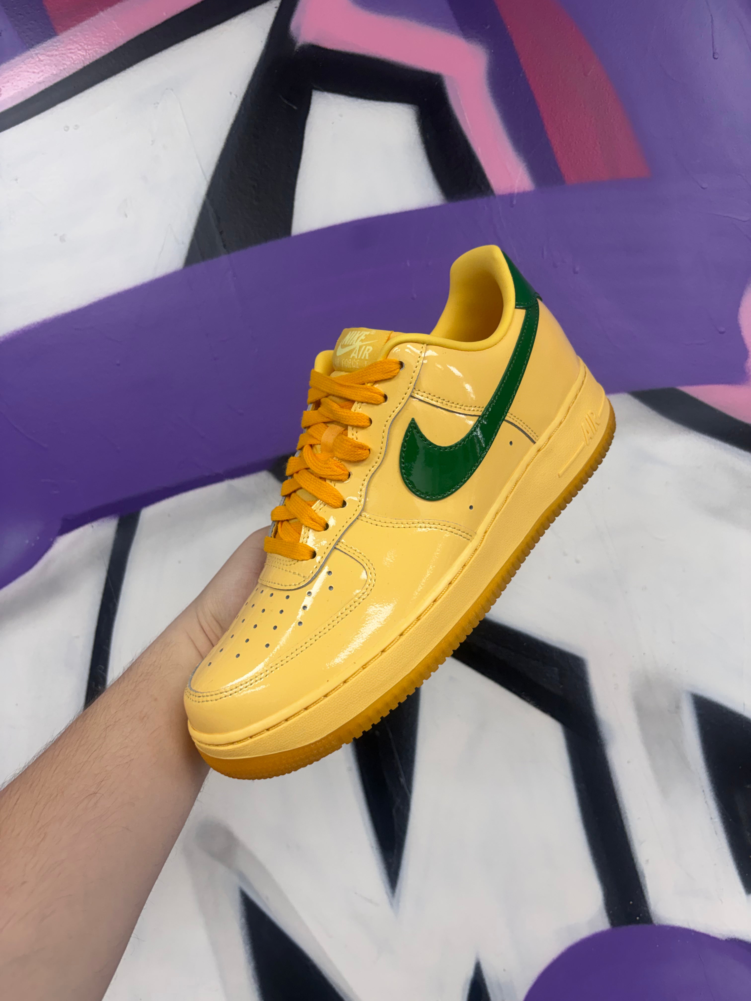 Nike Patent Leather AF1 Yellow Sneakers