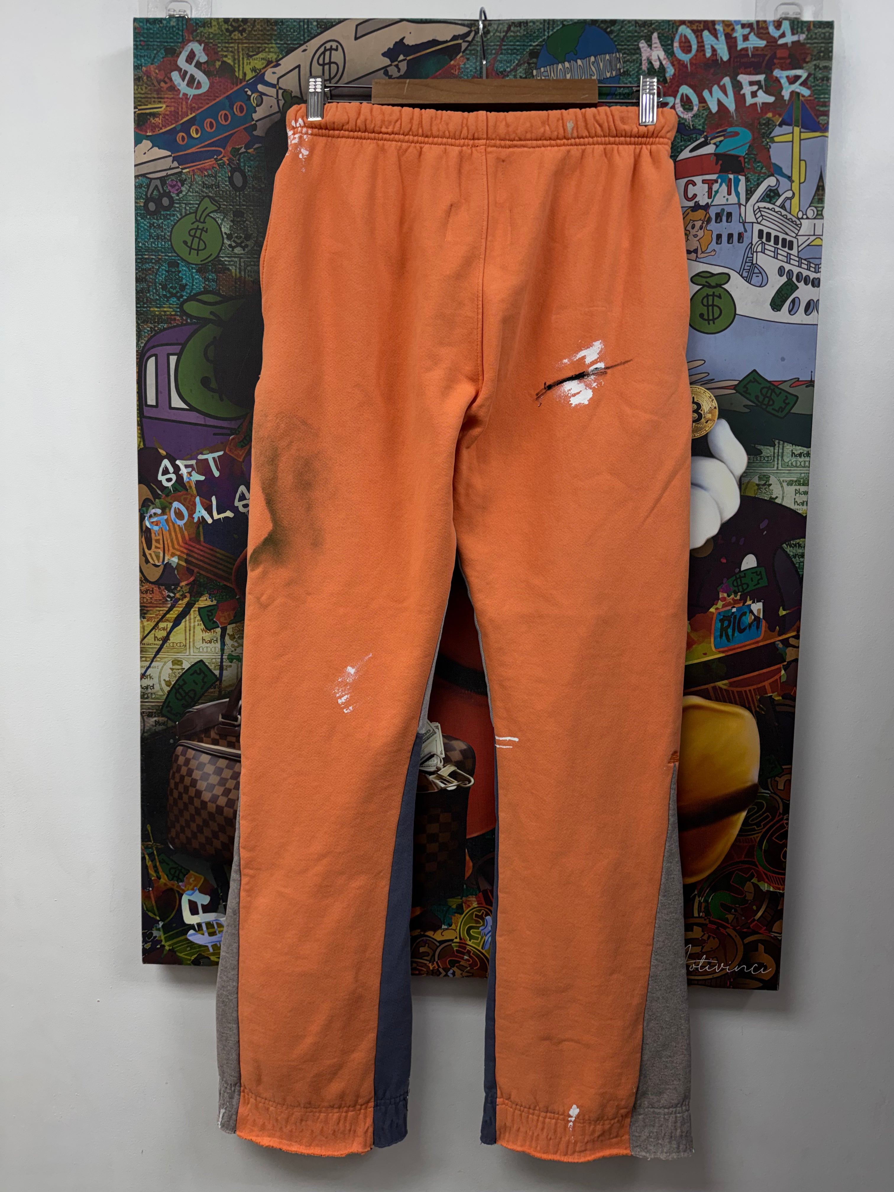 Gallery Dept Orange Paint Splatter Flare Sweats