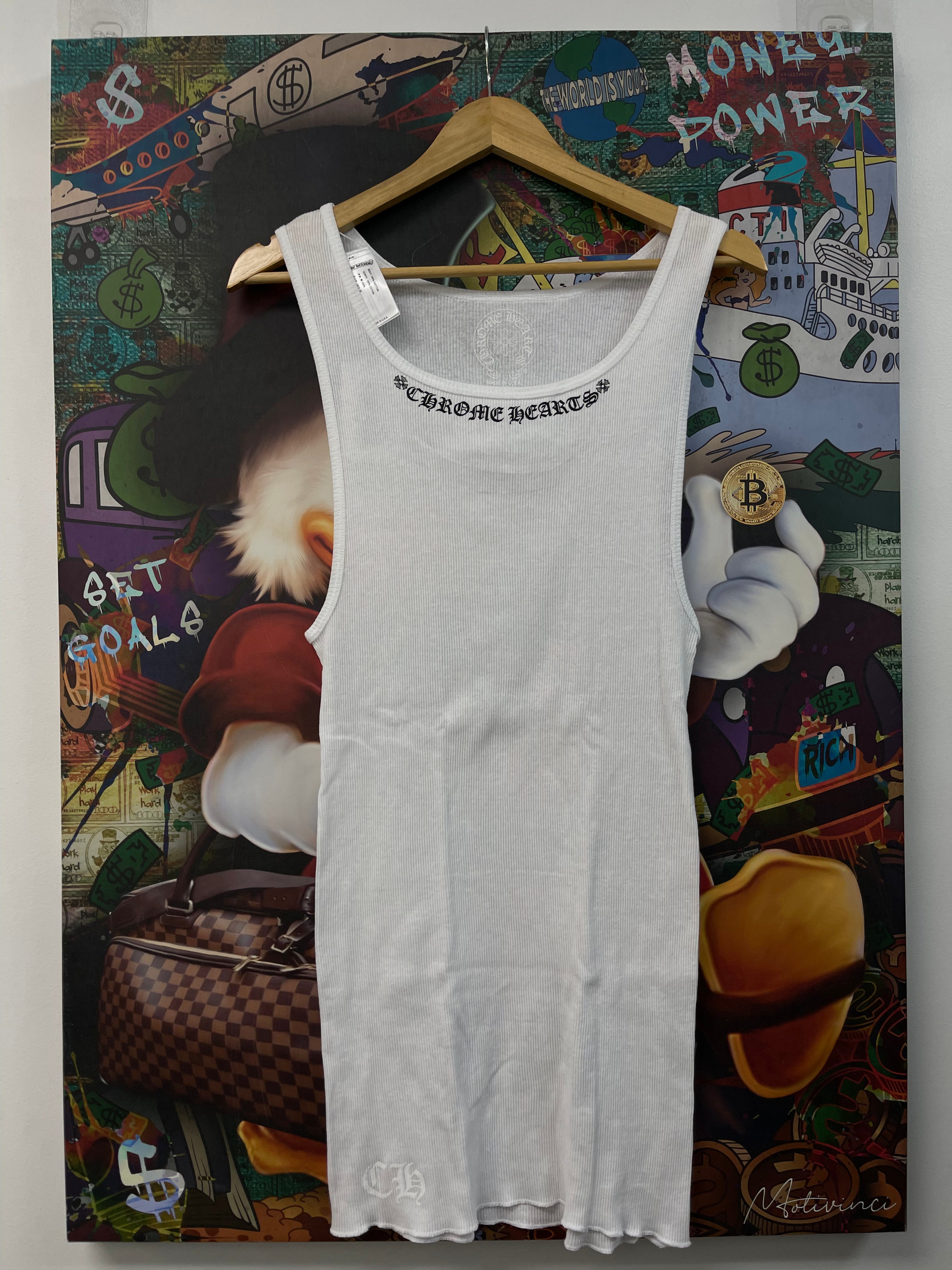 Chrome Hearts White Scroll Logo Tank Top
