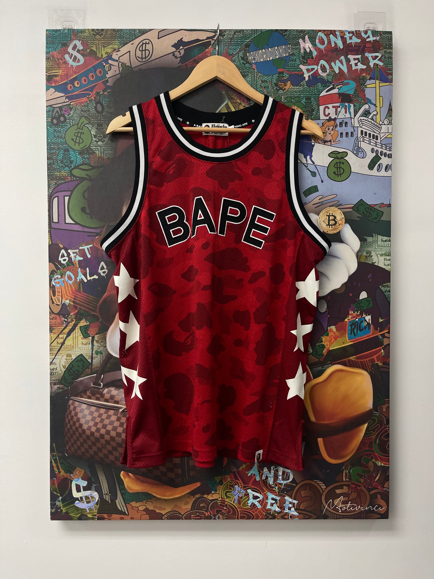 Bape Red Jersey Used Large