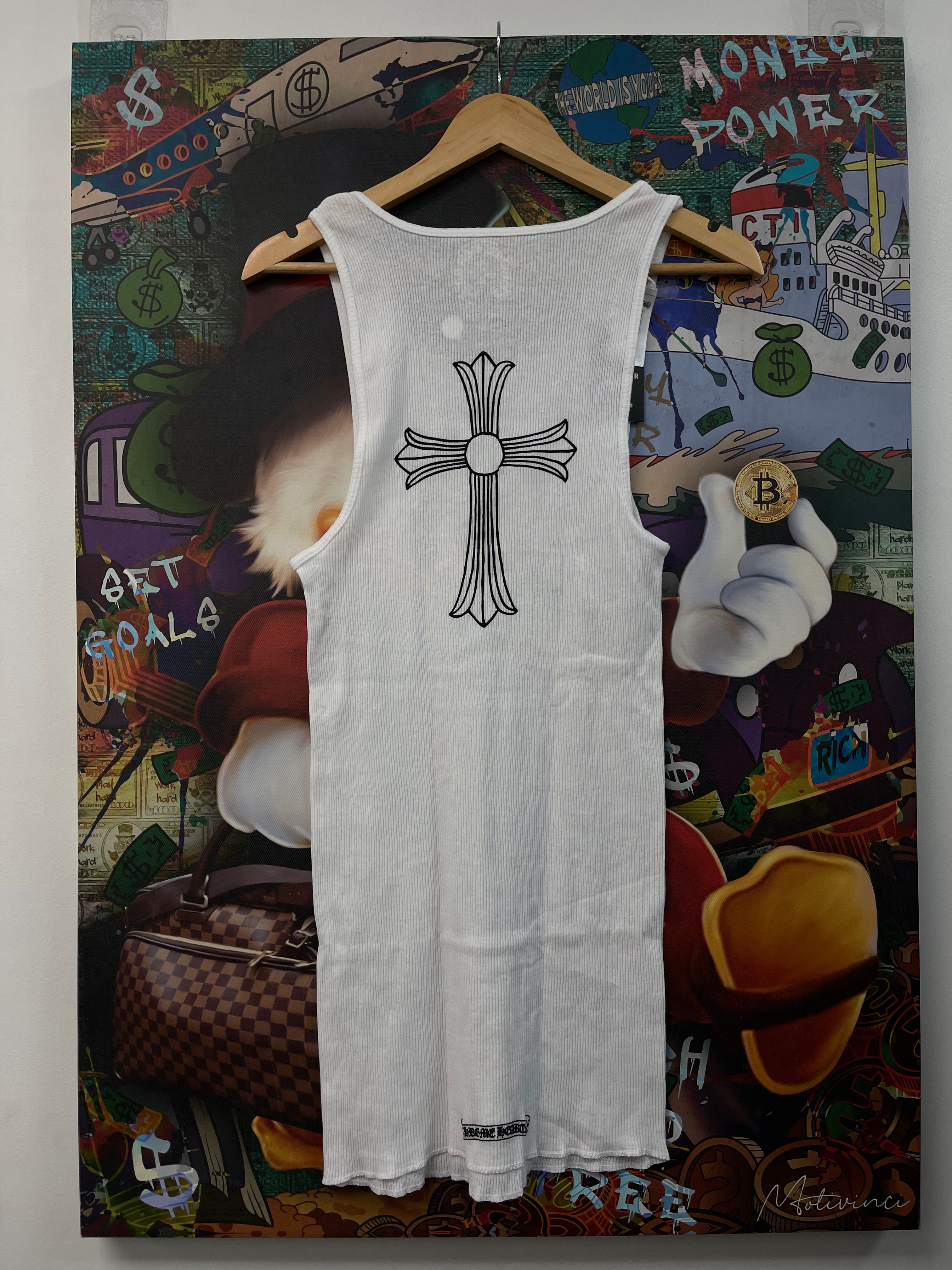 Chrome Hearts White Large Cross Tank Top