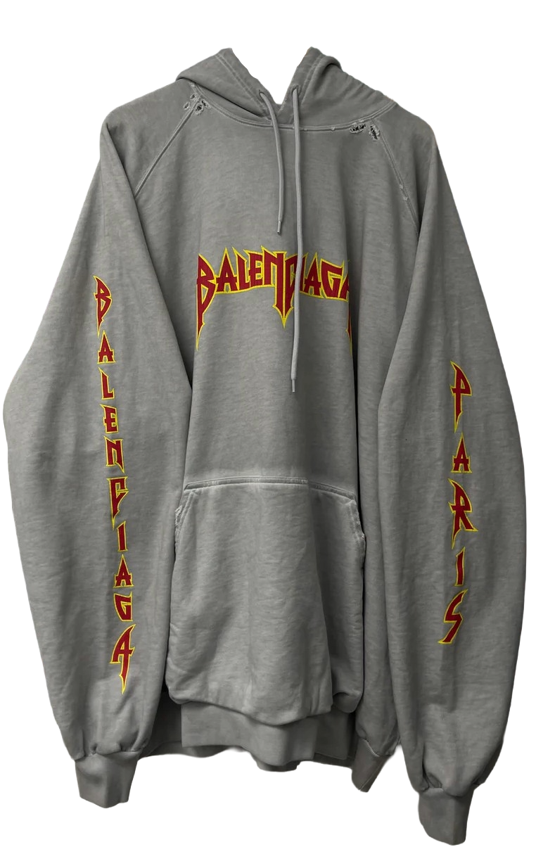 Balenciaga Metal Print Grey & Red Hoodie