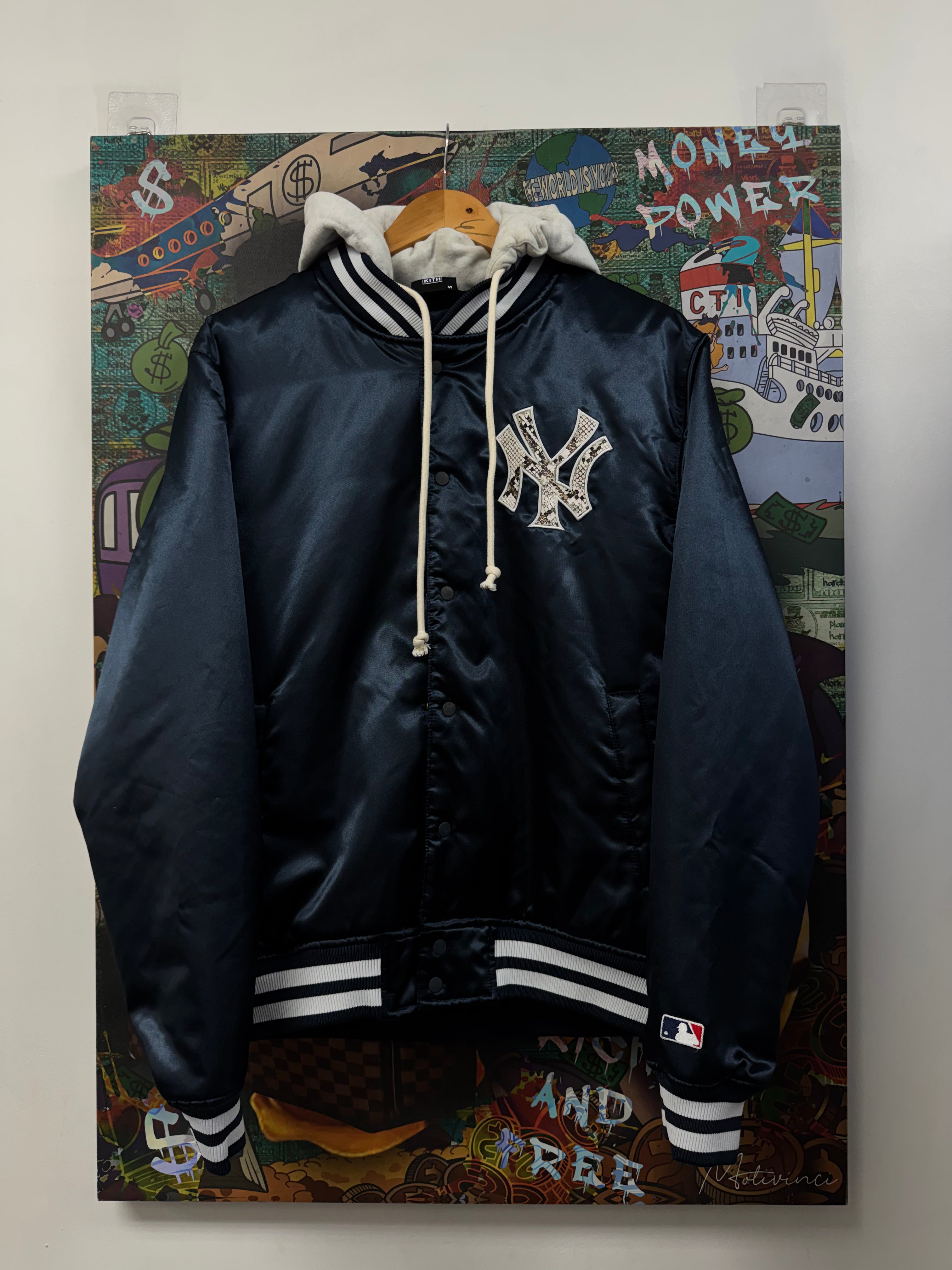 Kith Navy Yankee Snakeskin Satin Bomber Jacket