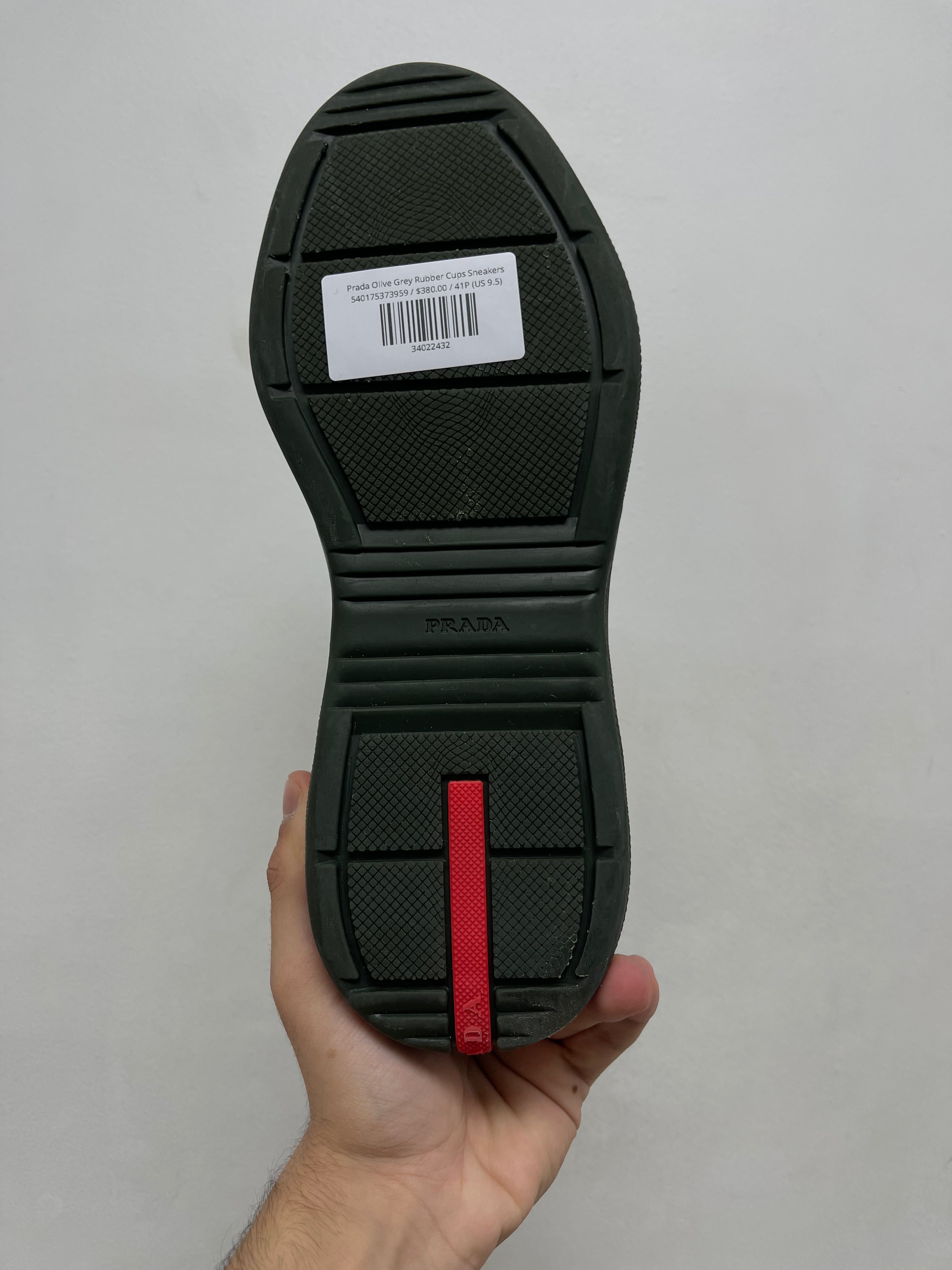 Prada Olive Grey Rubber Cups Sneakers