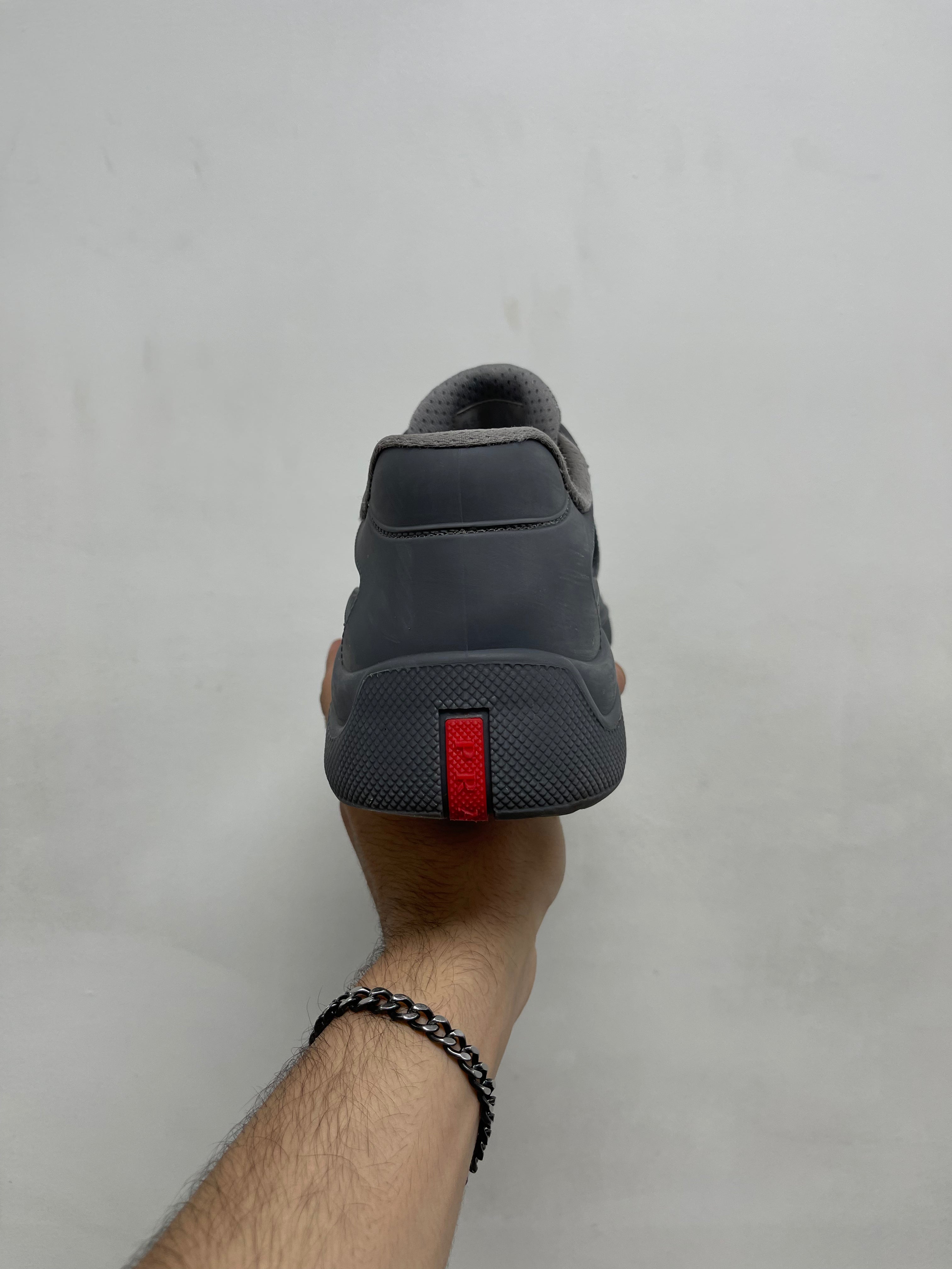 Prada Grey Rubber Cup Sneakers