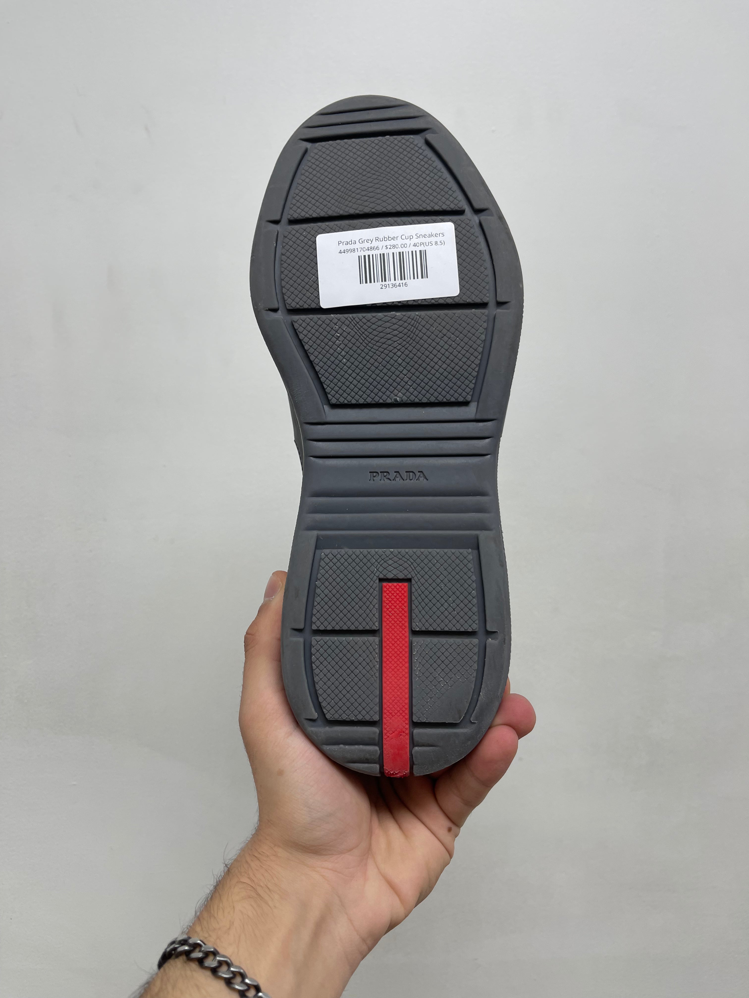 Prada Grey Rubber Cup Sneakers