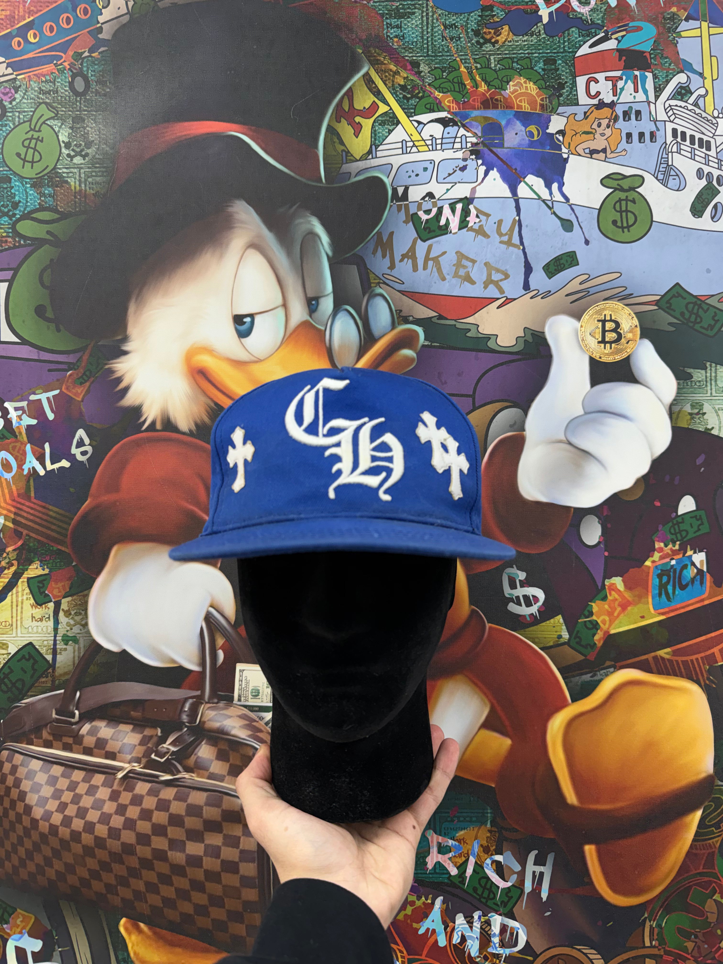 Chrome Hearts Blue White CH Baseball Trucker Hat