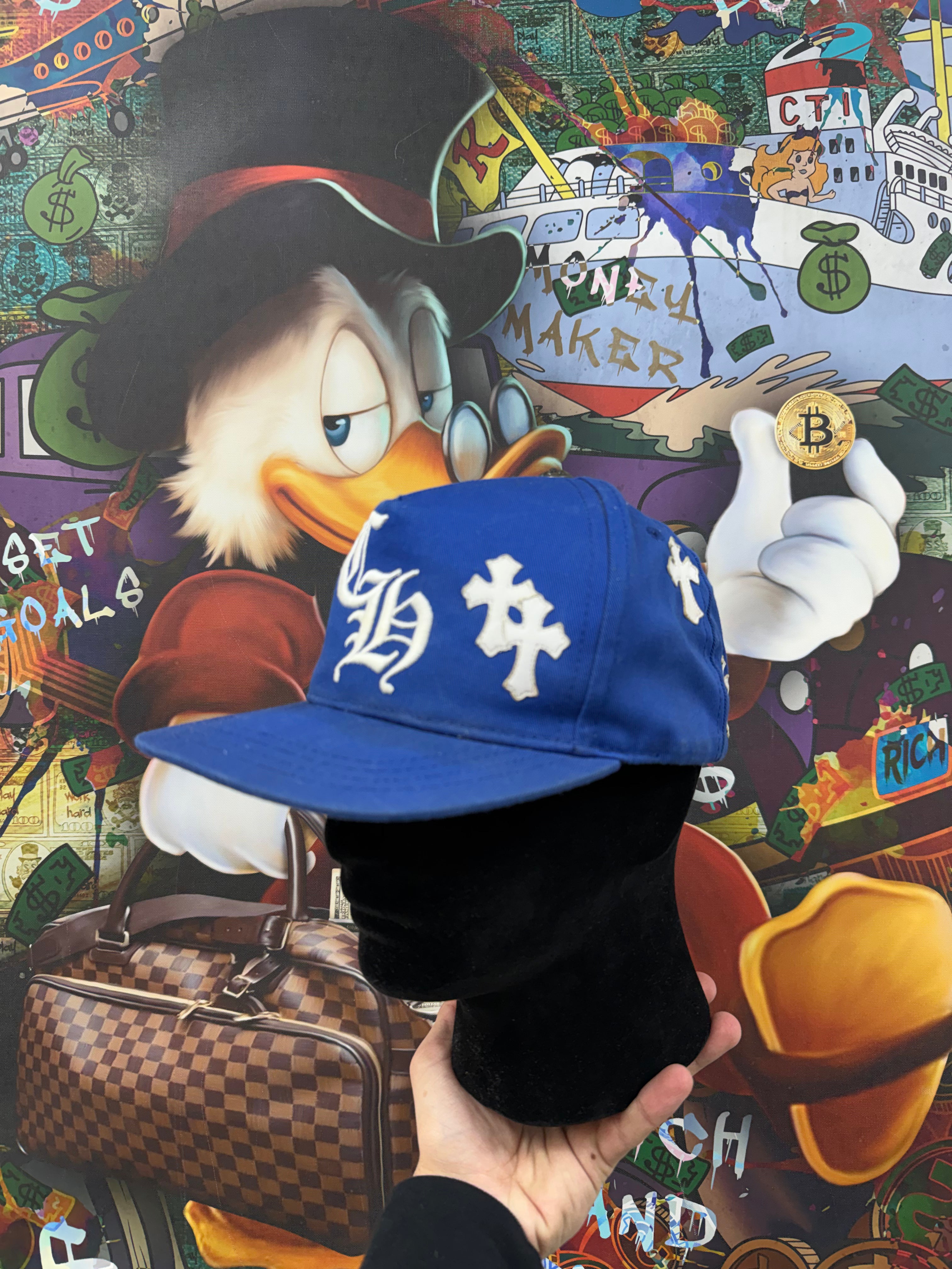 Chrome Hearts Blue White CH Baseball Trucker Hat