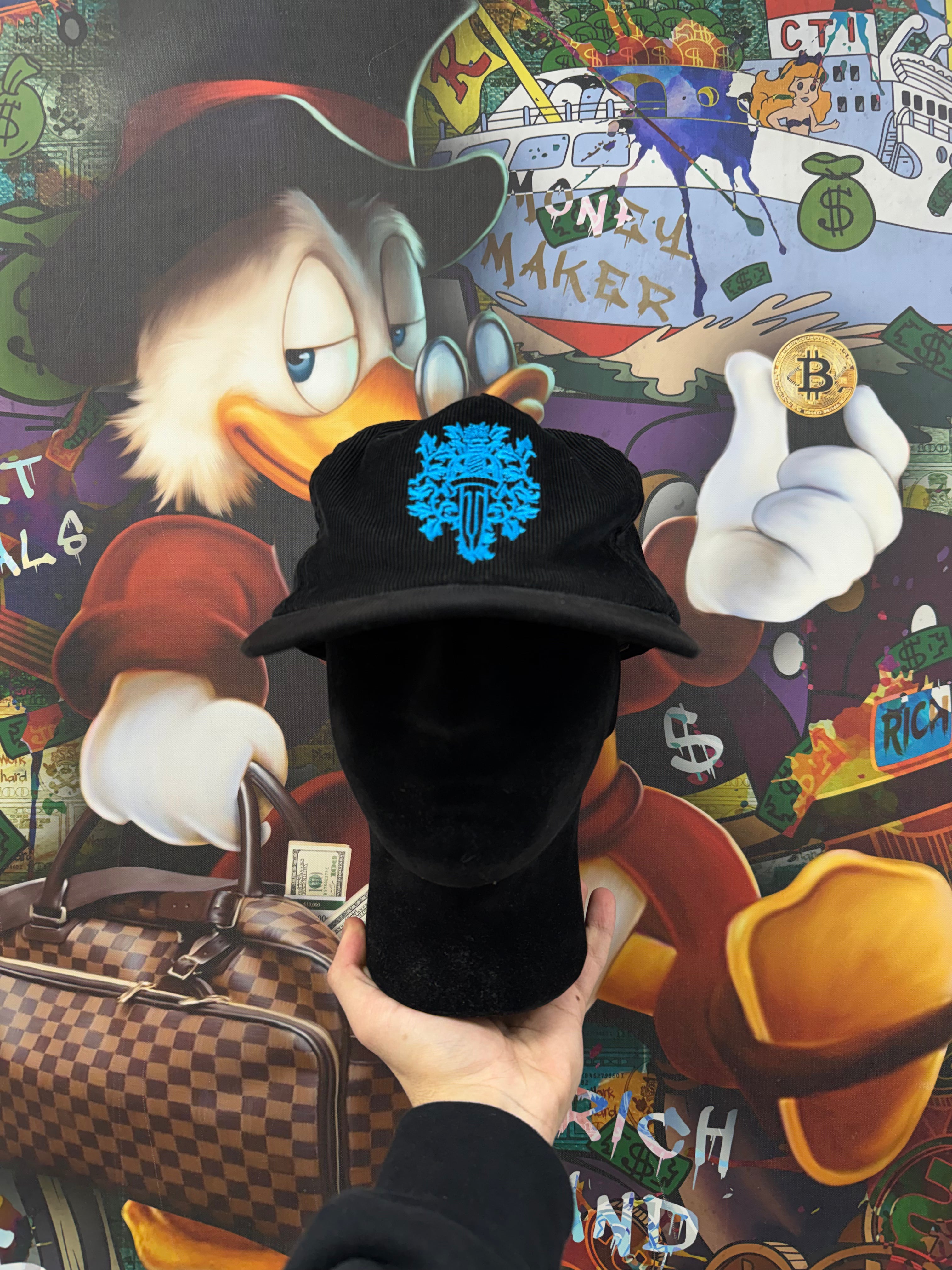 Chrome Hearts Black Blue Vine Dagger Corduroy Hat