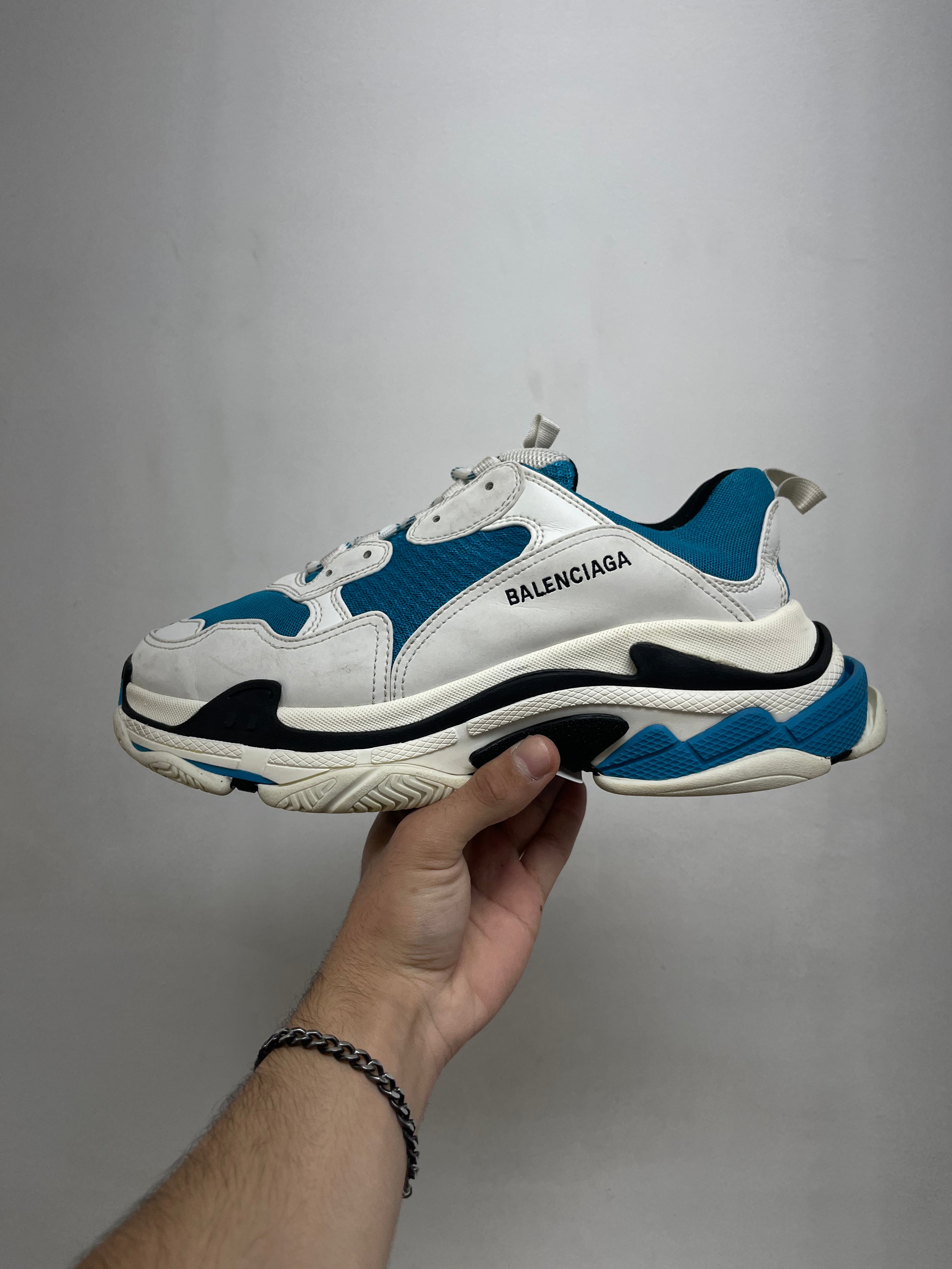 Balenciaga Triple S Teal White Sneakers
