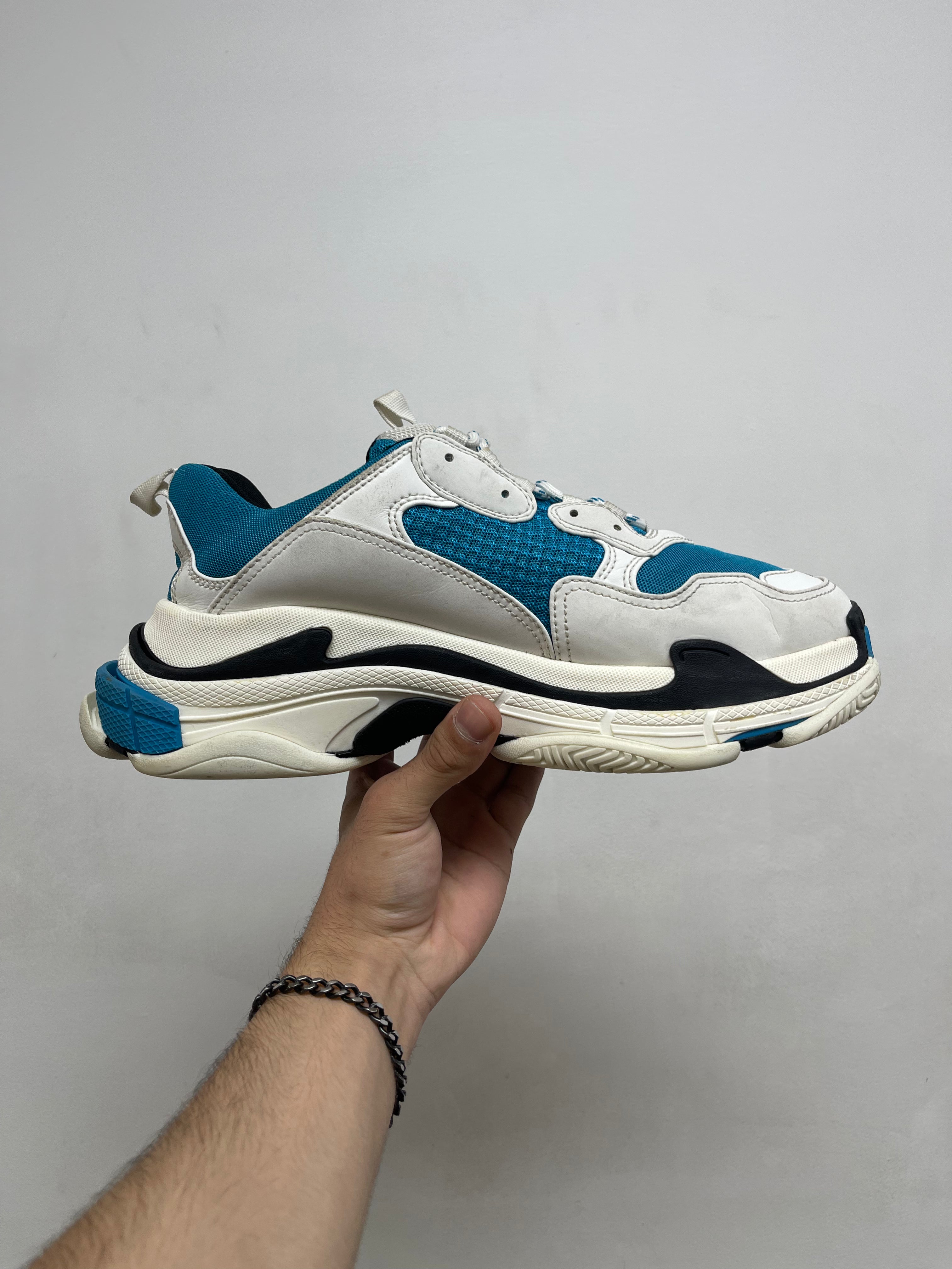 Balenciaga Triple S Teal White Sneakers