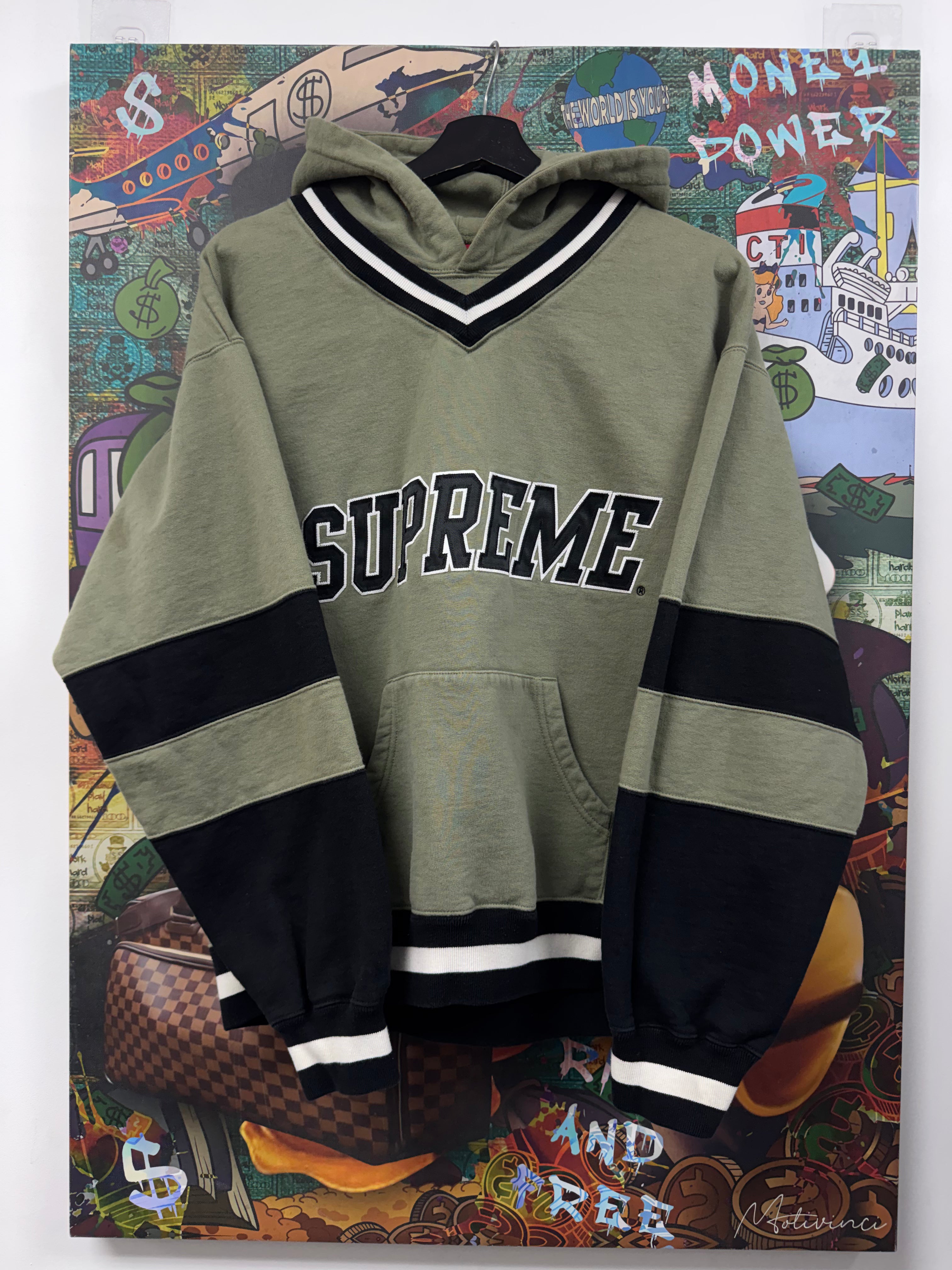 Supreme Olive Black Jersey Hoodie
