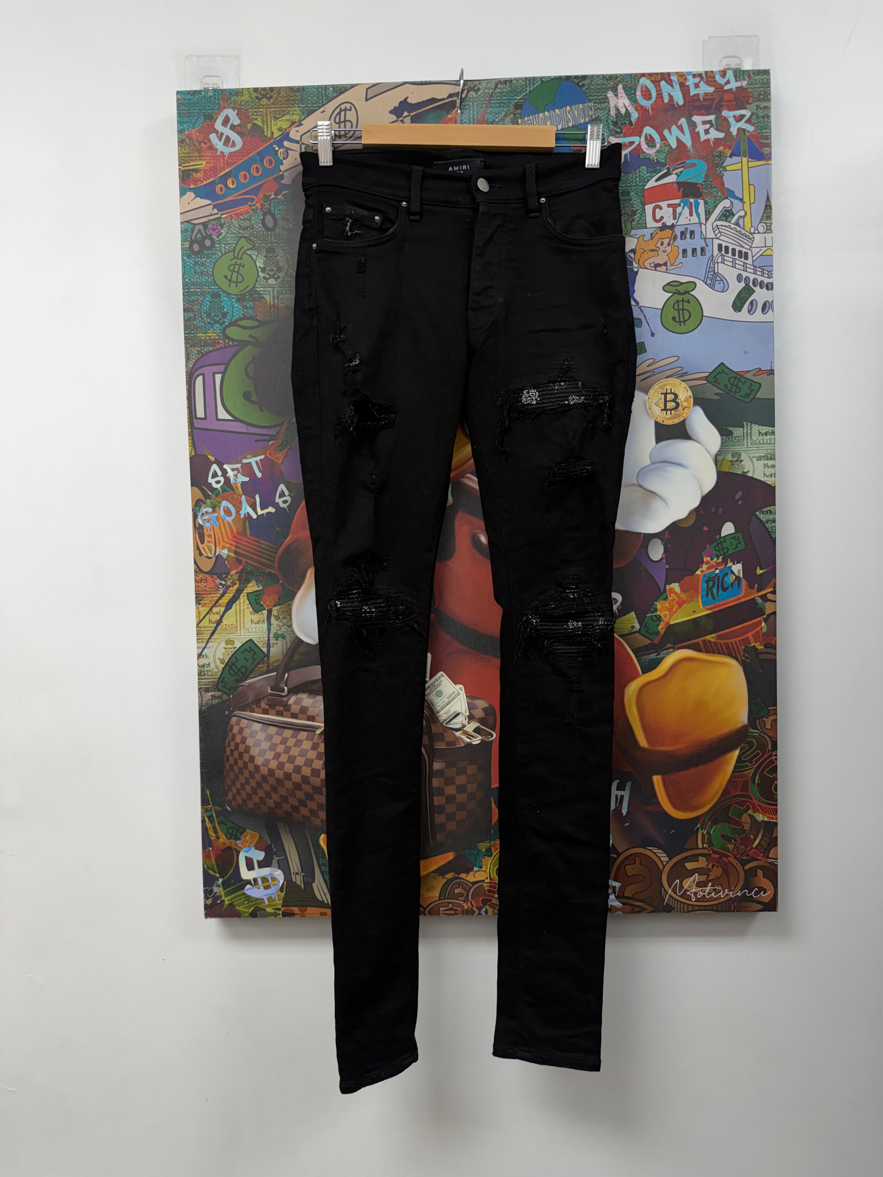 Amiri MX1 Black Bandana Patch Jeans