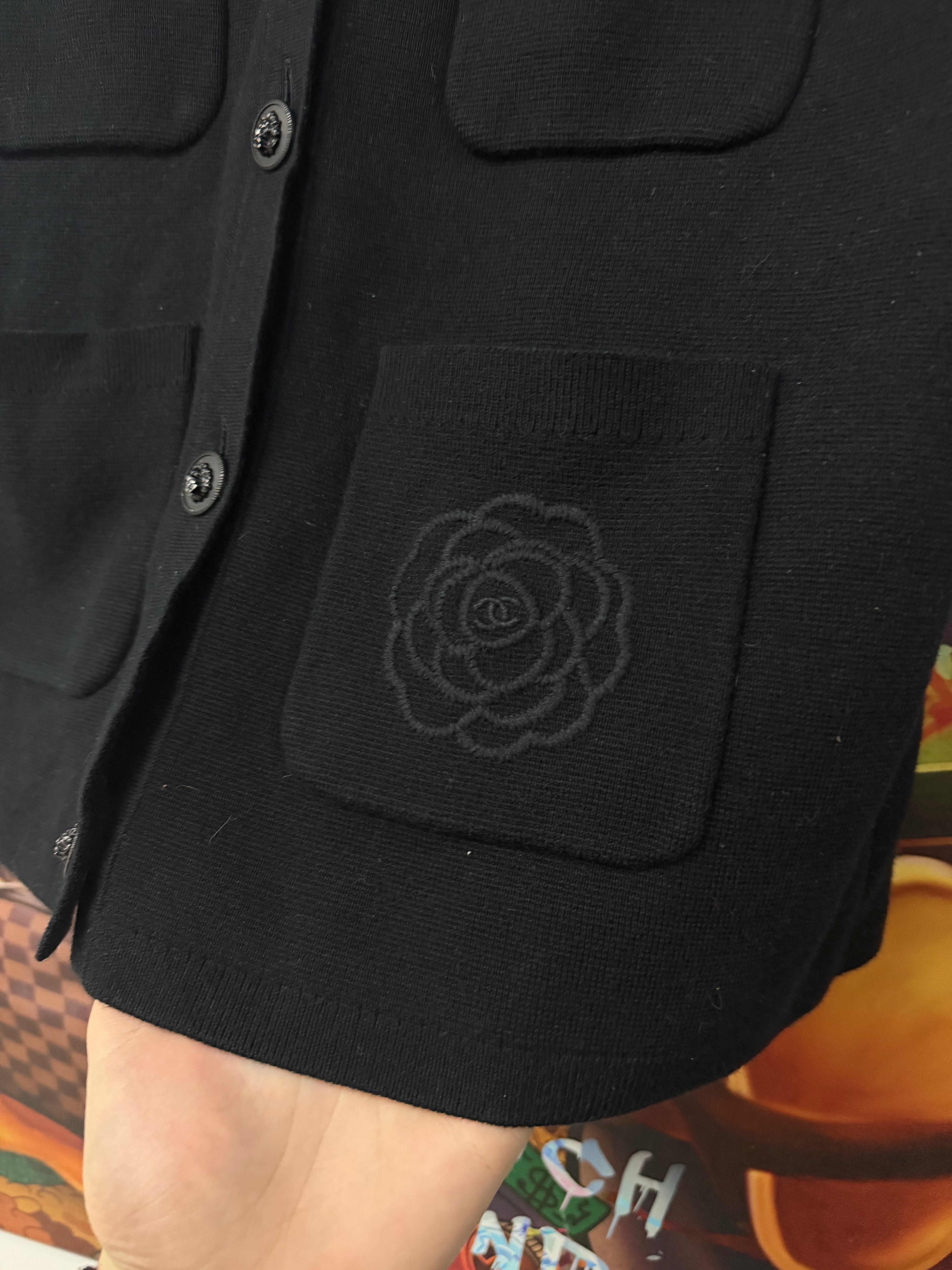 Chanel Black Uniform Button Up Cardigan