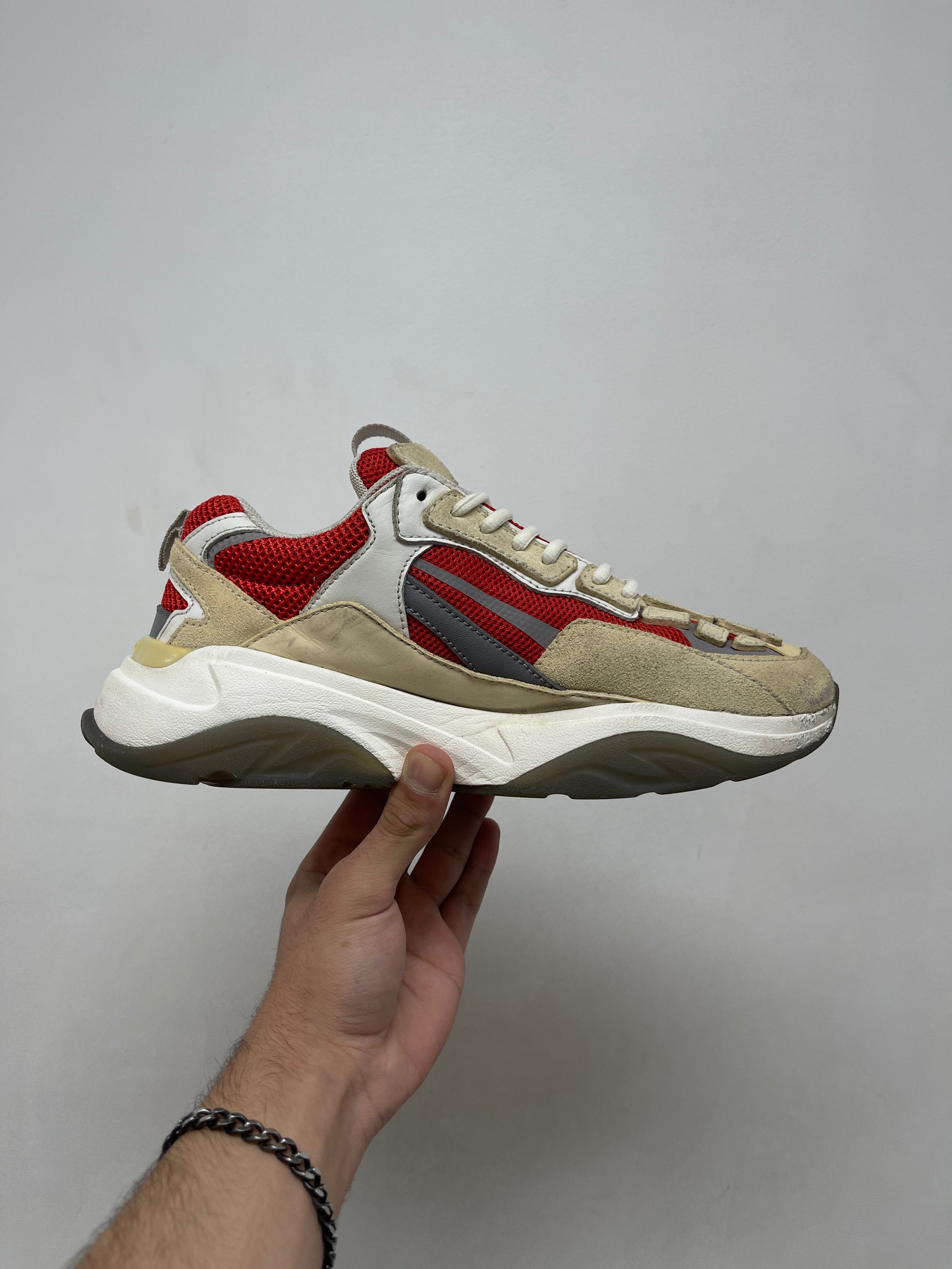 Amiri Cream Red Bone Runner Sneakers