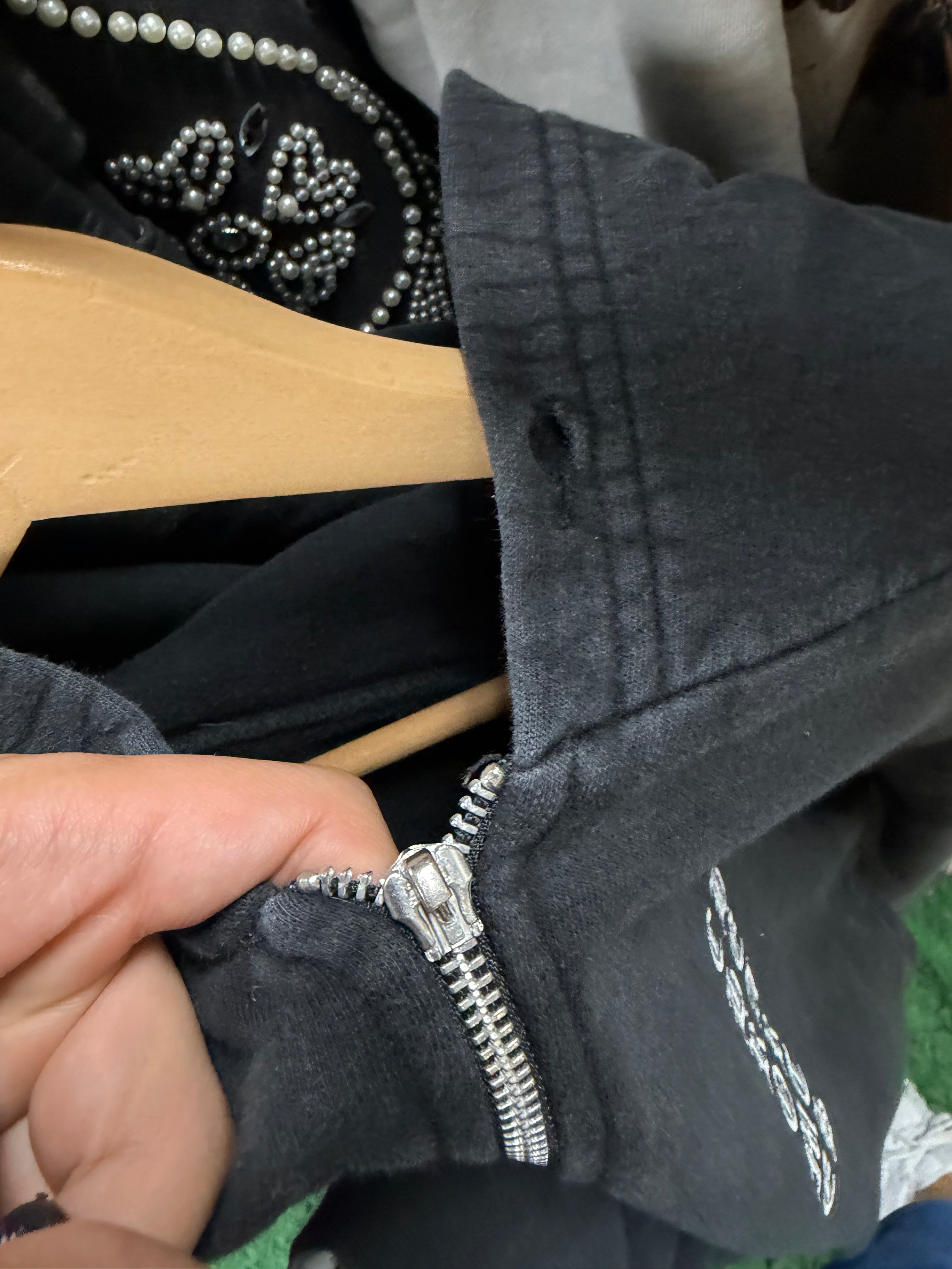 Chrome Hearts Black Vertical Logo (Flawed Zipper) Zip Up
