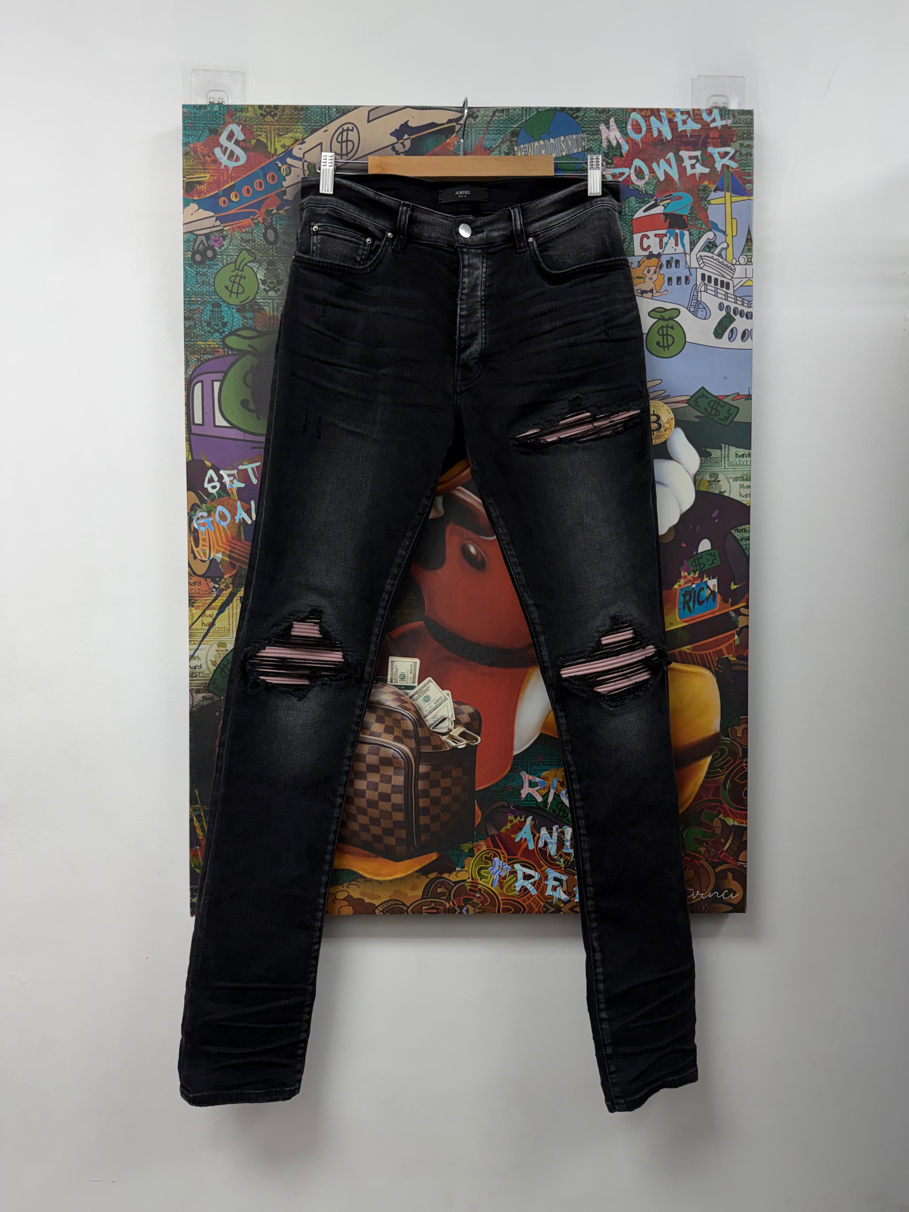 Amiri MX1 Black Wash Salmon Jeans