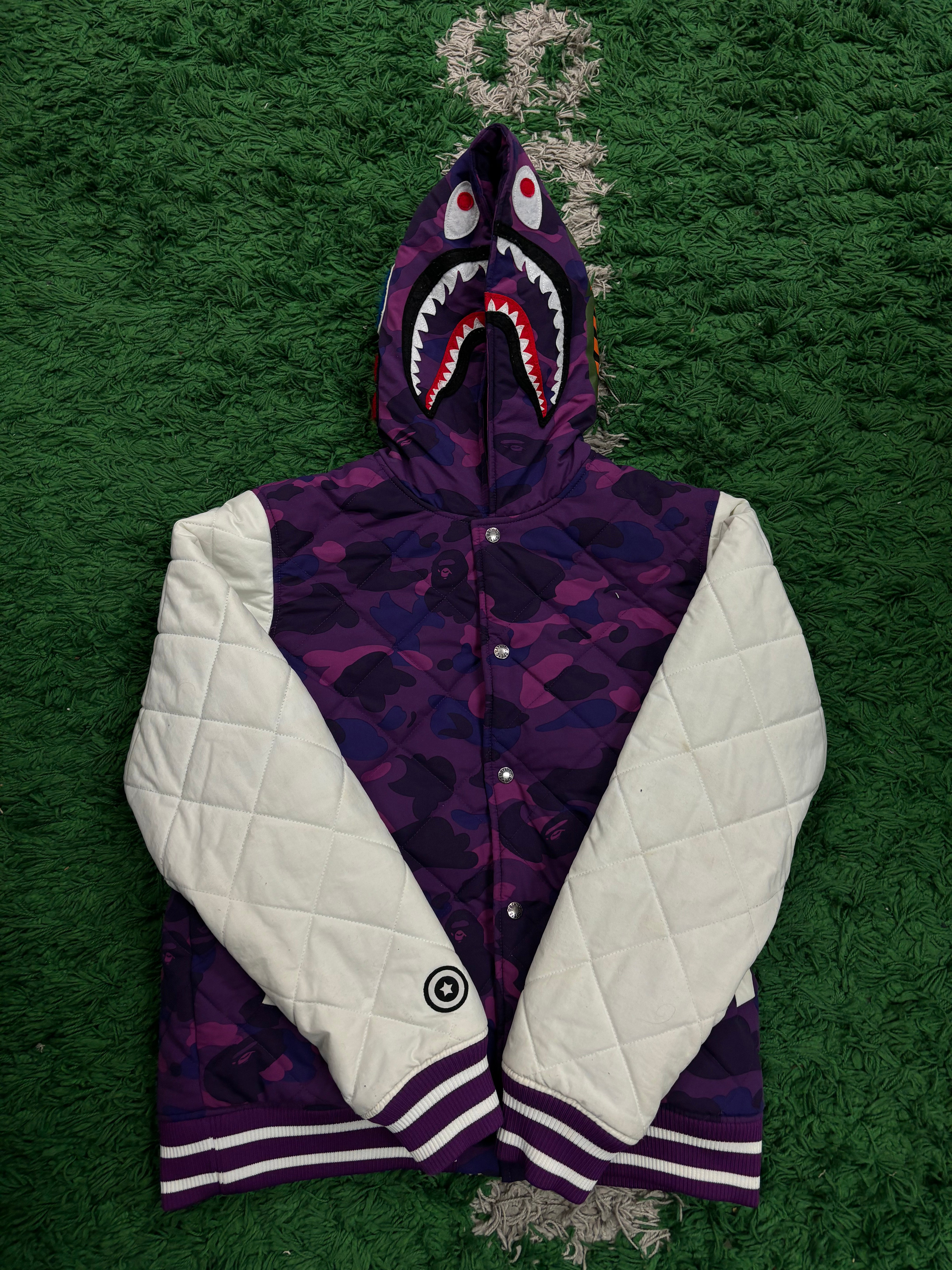 BAPE Shark Jacket White Purple Camo Used XL N/A