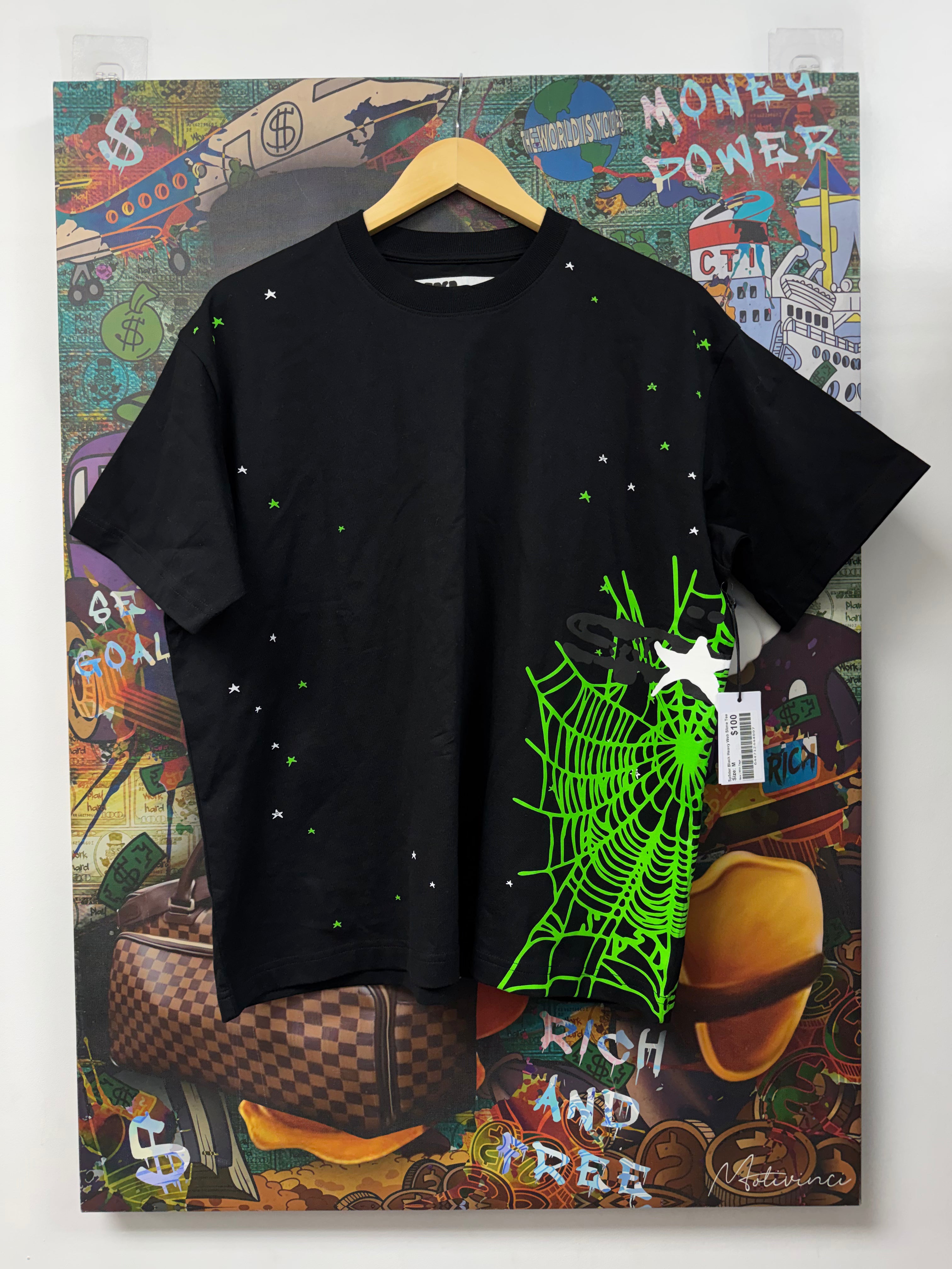 Sp5der Black Heavy Web Slime Tee