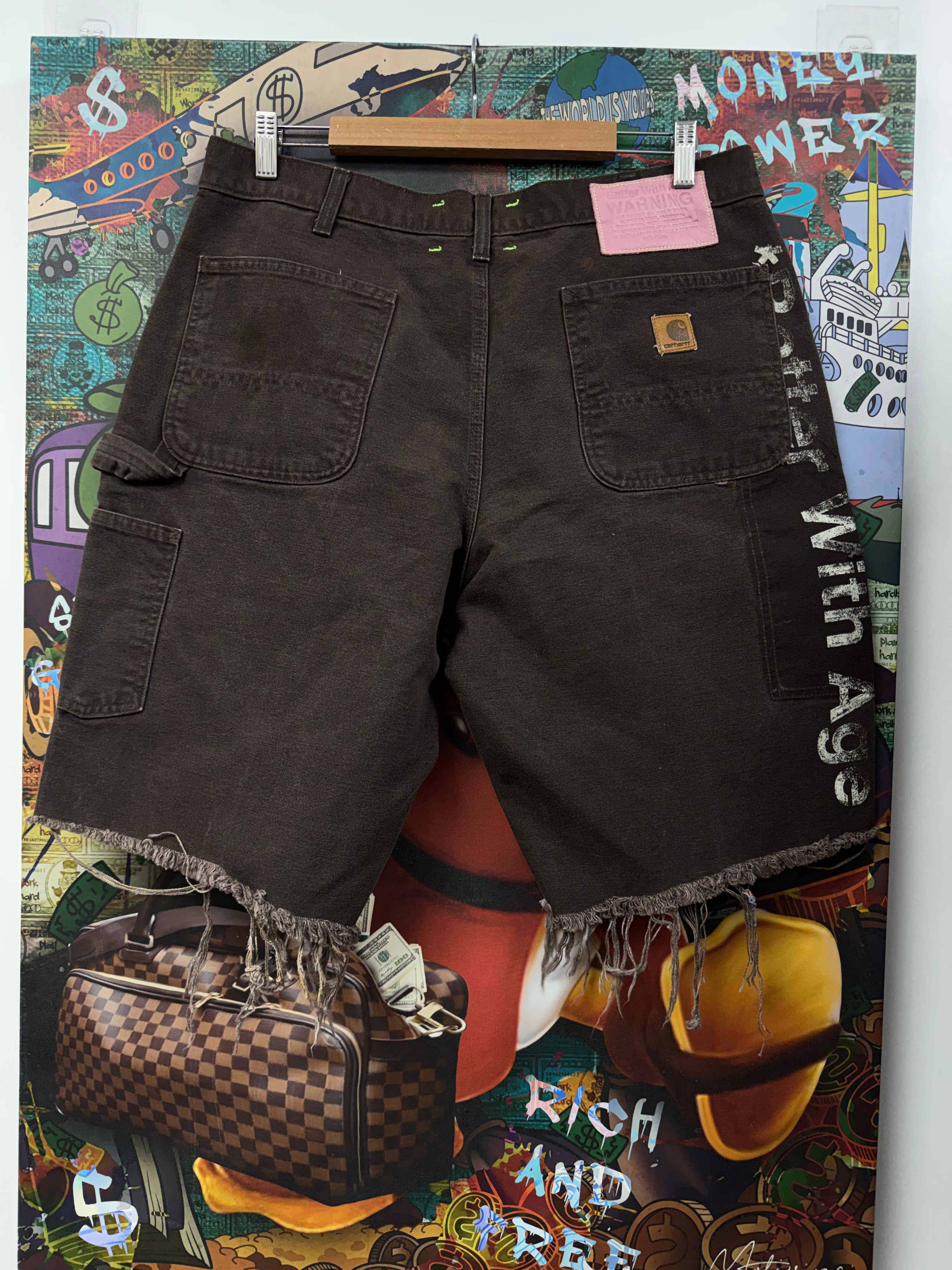 Better With Age Brown Carpenter Printed Shorts