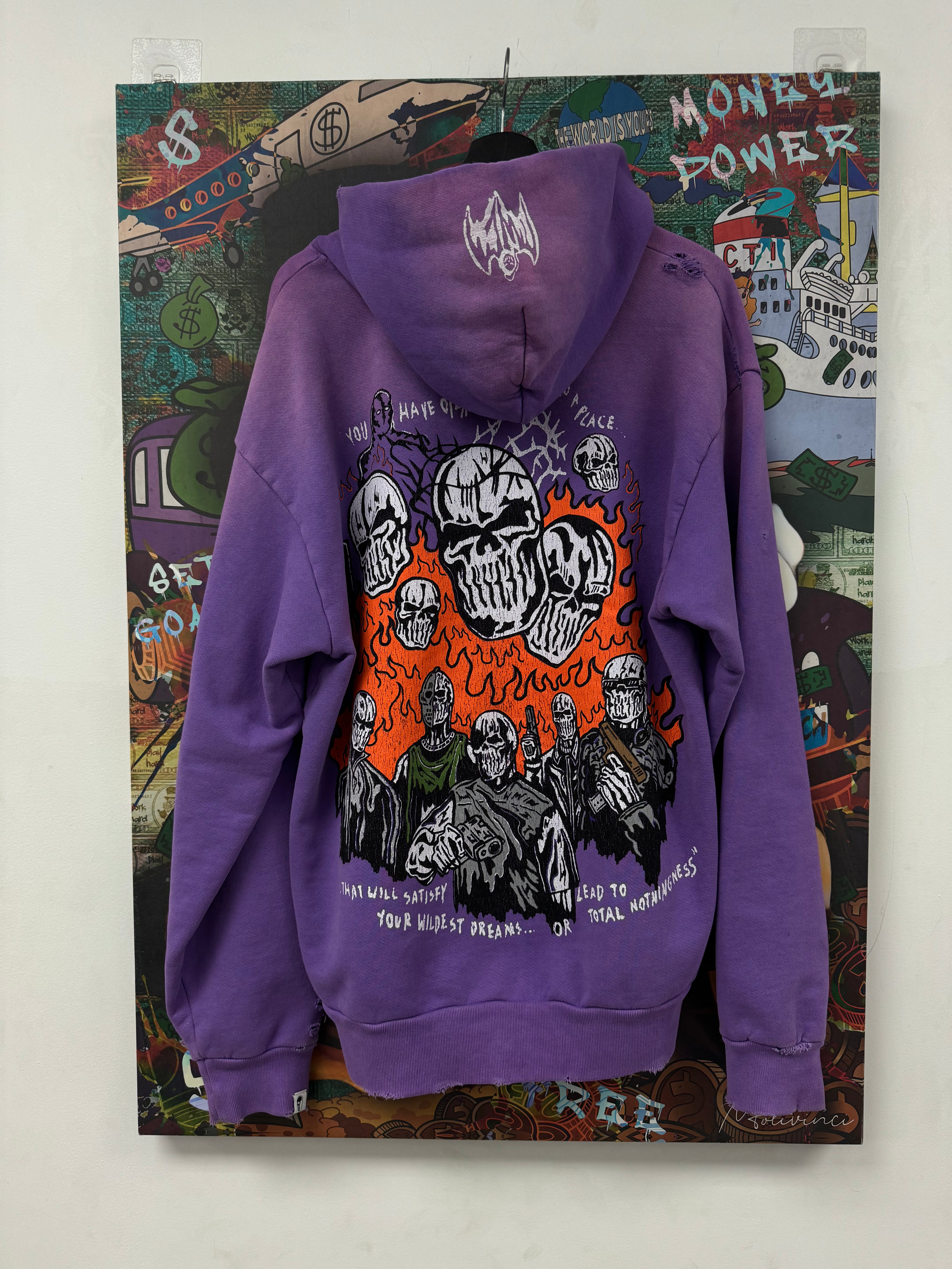 Warren Lotas Opened Door Hoodie Purple Orange Distressed Used Medium