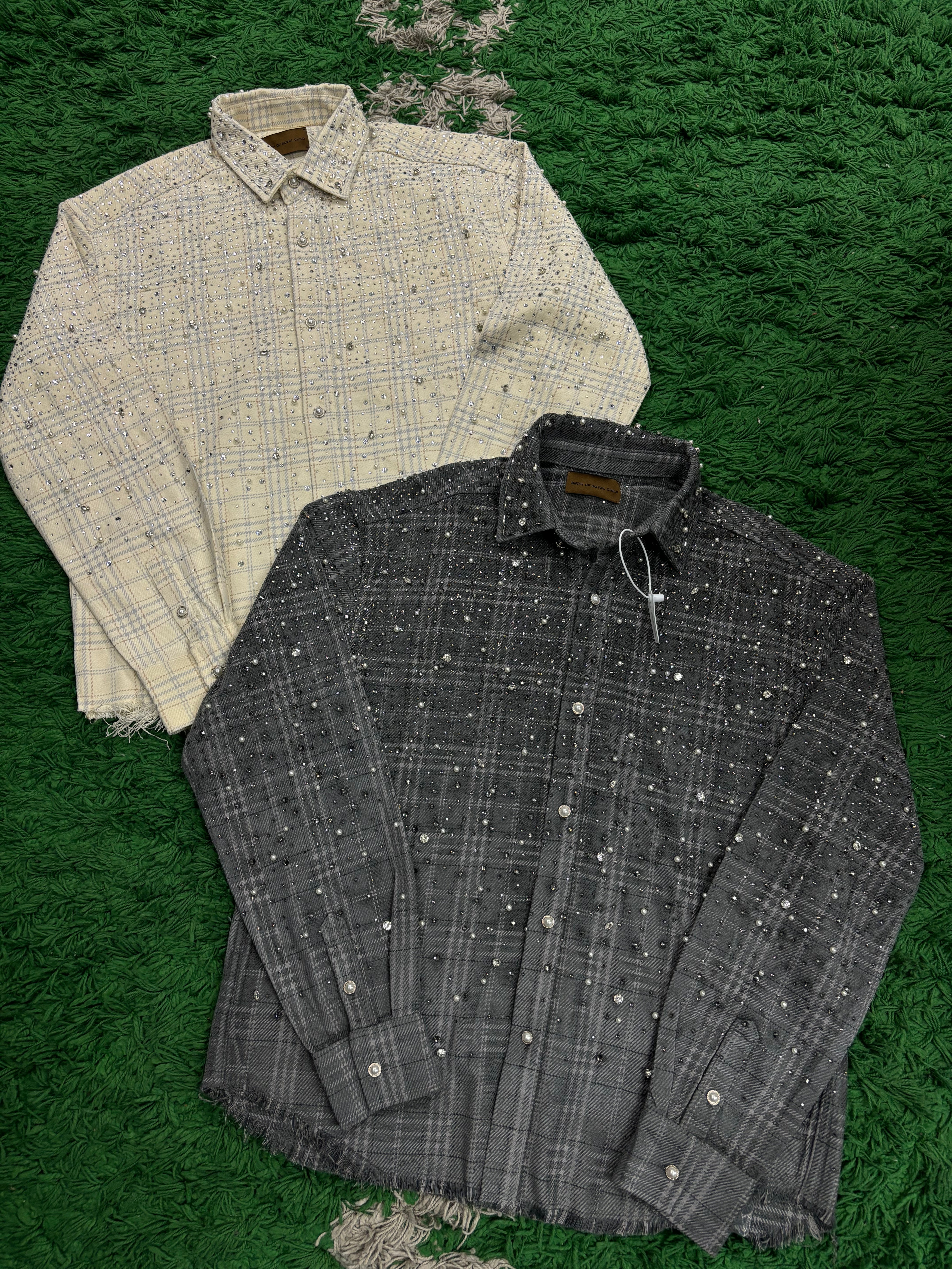 Birth Of A Royal Child Pearl Shirt Beige & Grey (S-XL) New