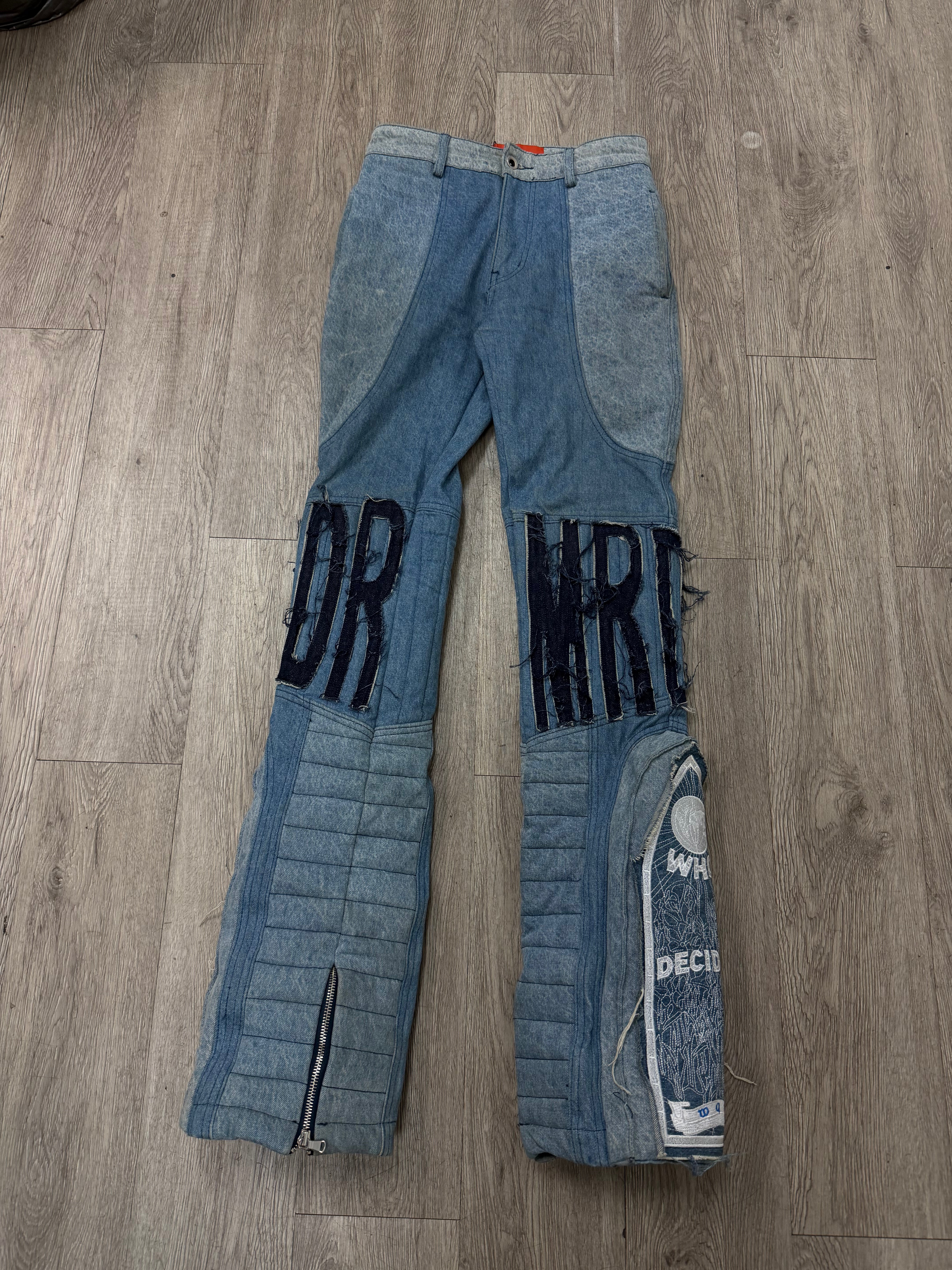Who Decides War Light Wash Moto Denim Jeans