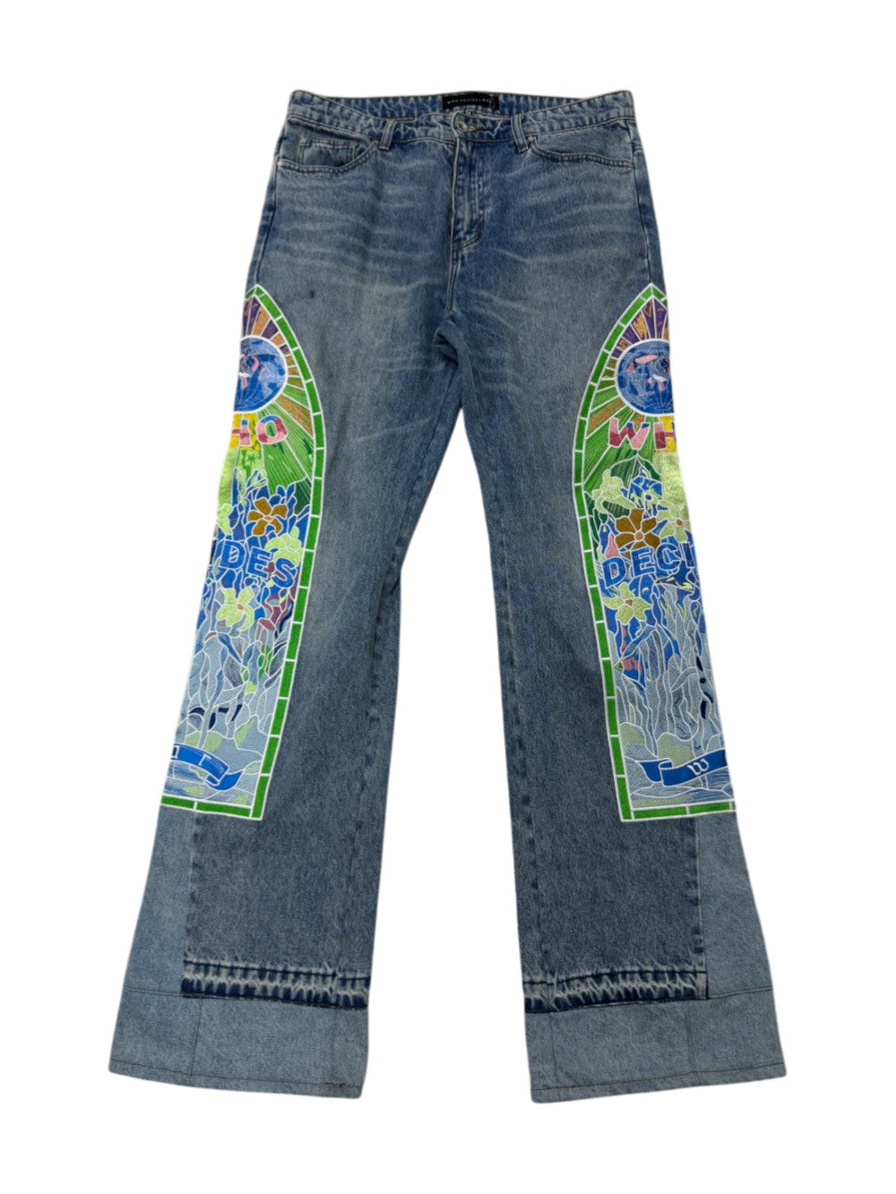 Who Decides War "Cowboy" Light Wash & Multicolor Jeans