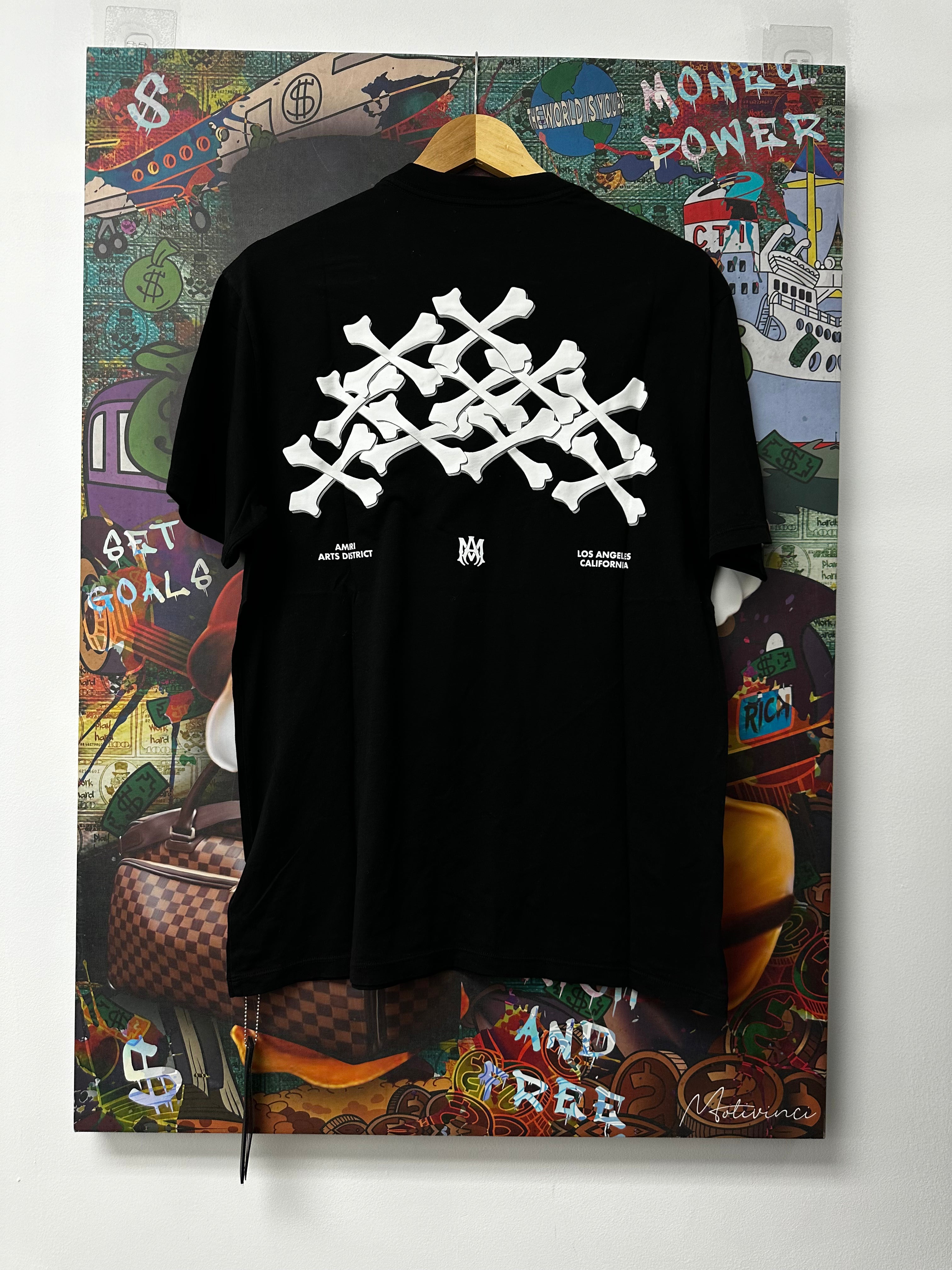 Amiri Black & White Los Angeles Exclusive Bones Tee