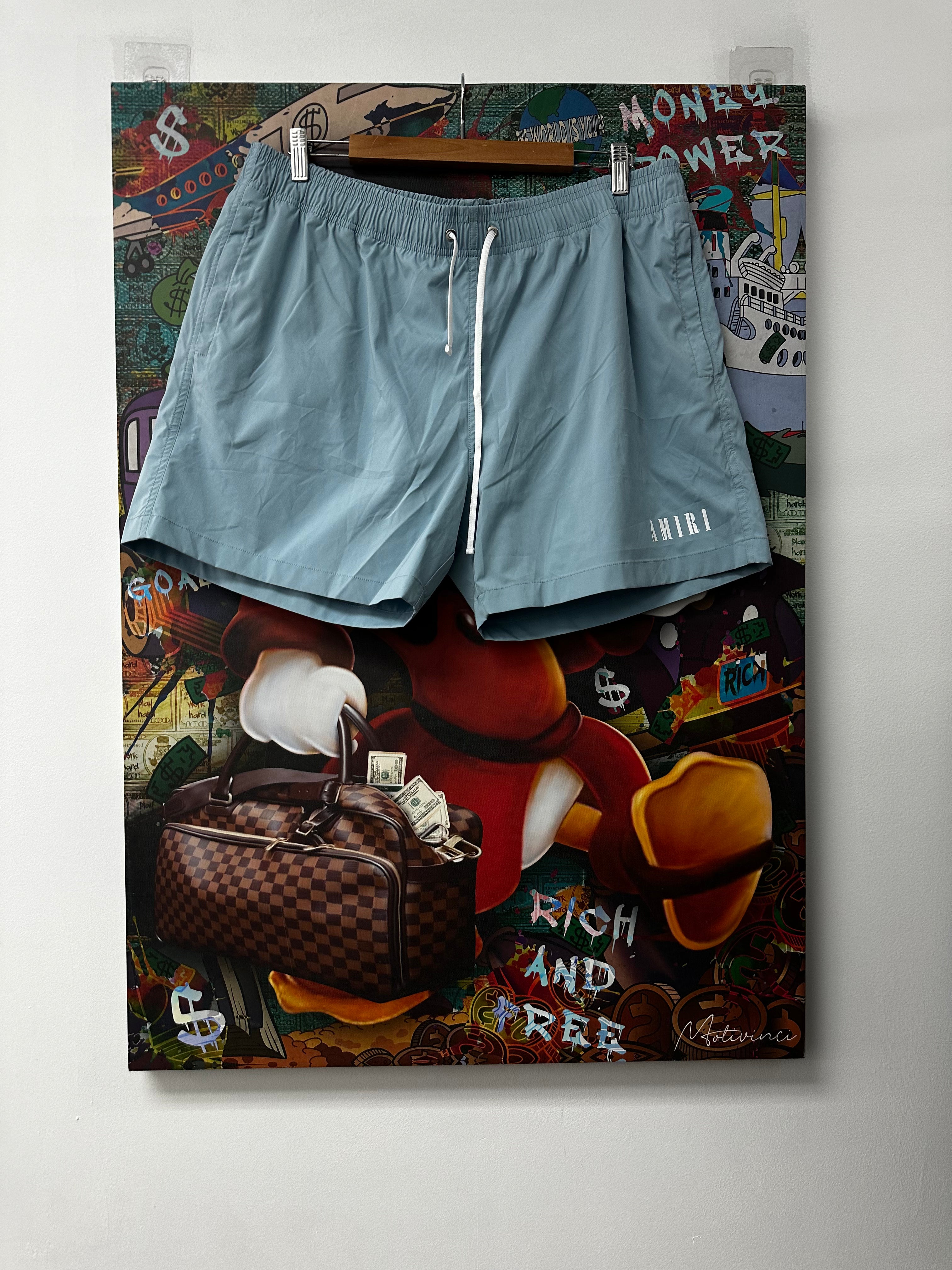 Amiri Dusty Blue Blue Core Logo Swim Trunks