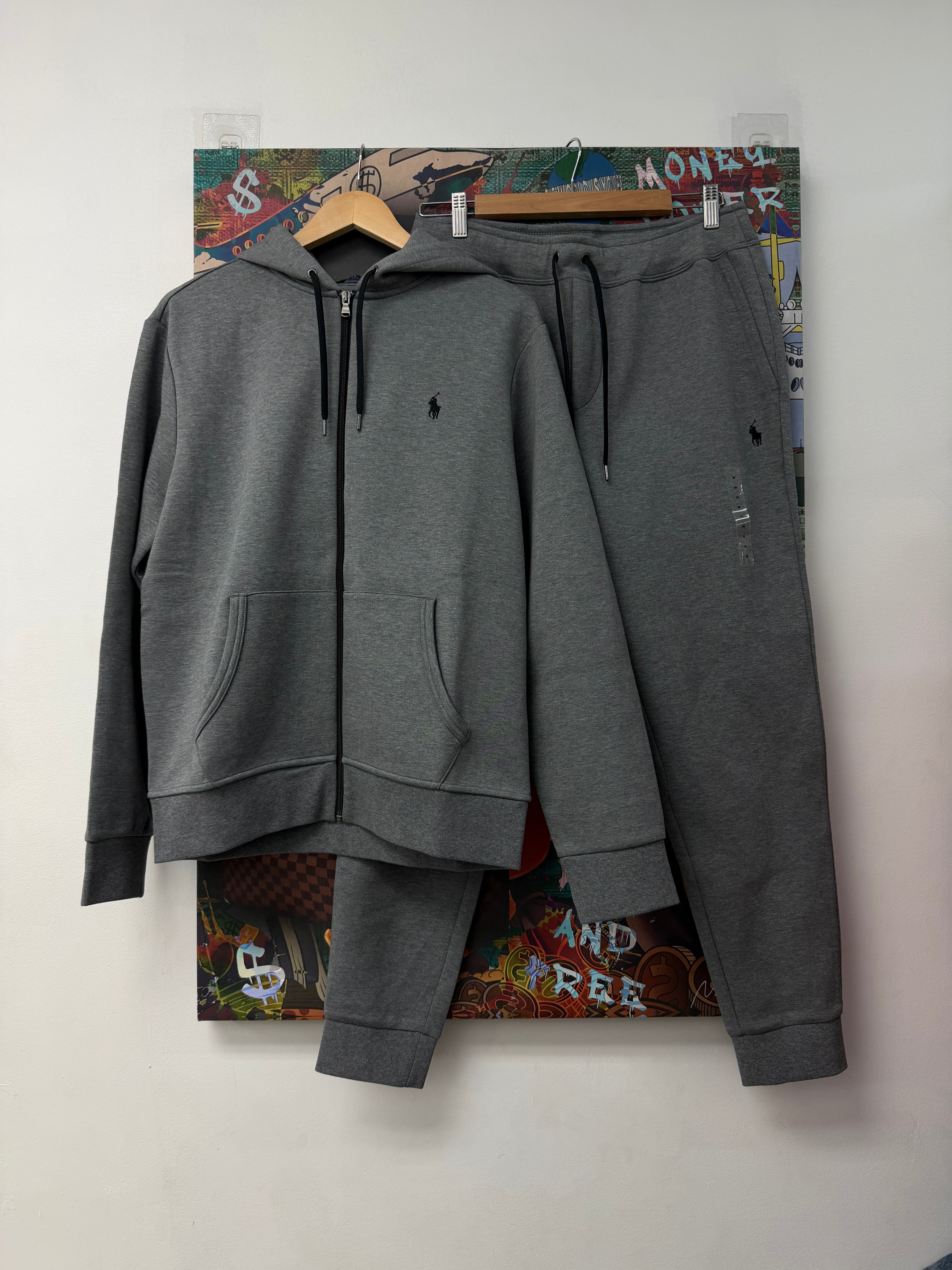 Polo Grey Black Tech Sweatsuit