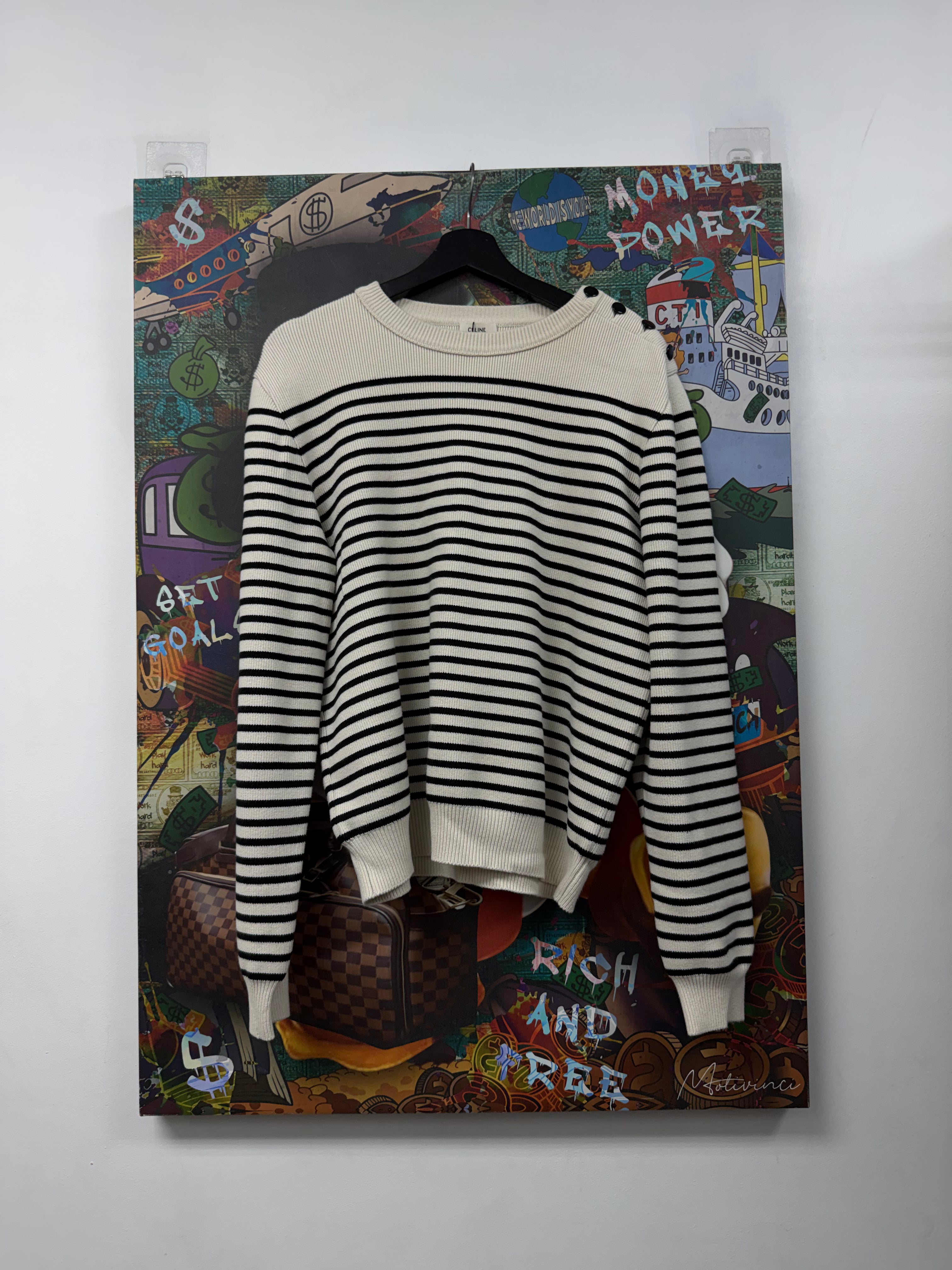 Celine Cream Black Striped Sweater