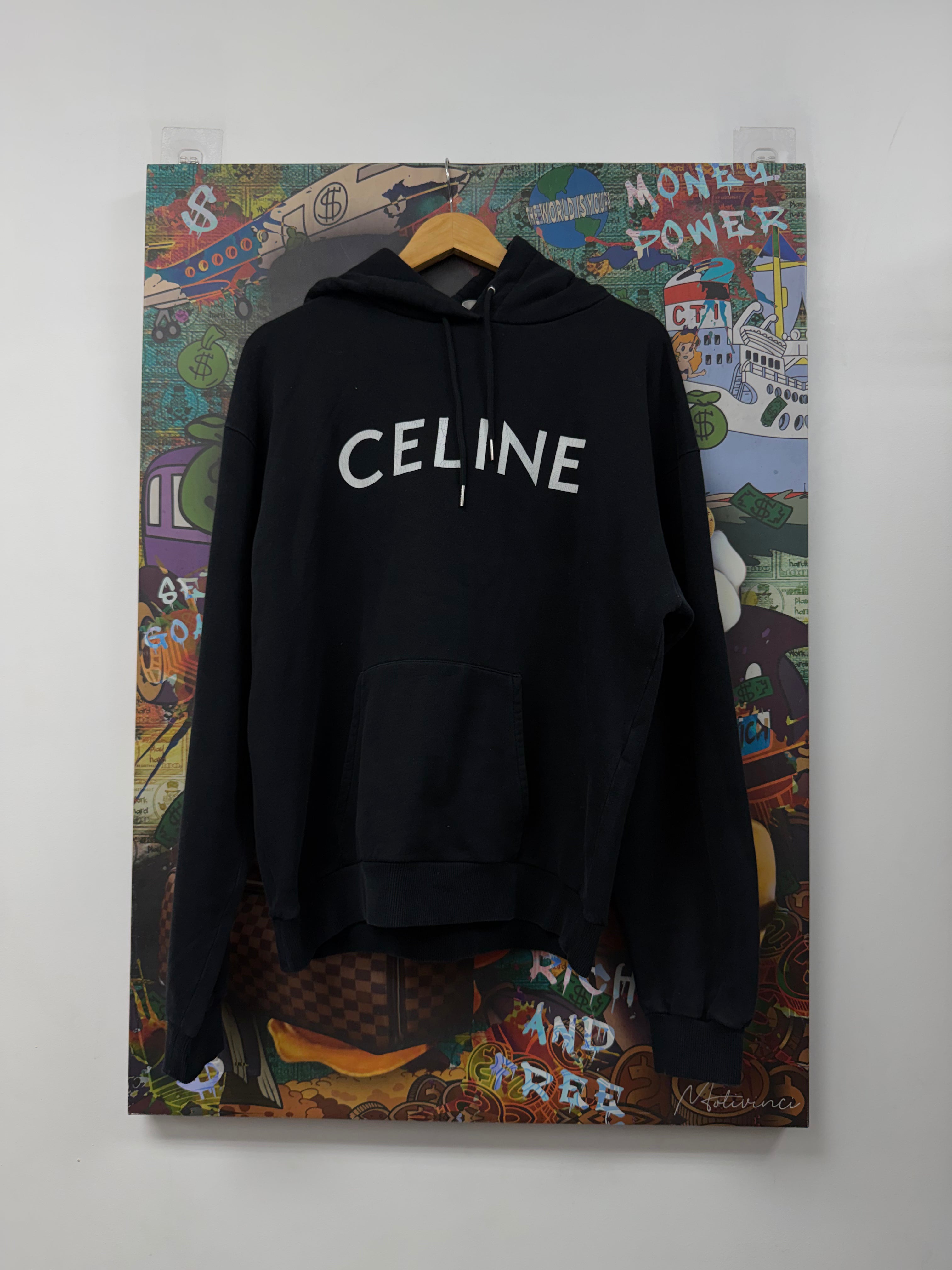Celine Black White Spellout Hoodie