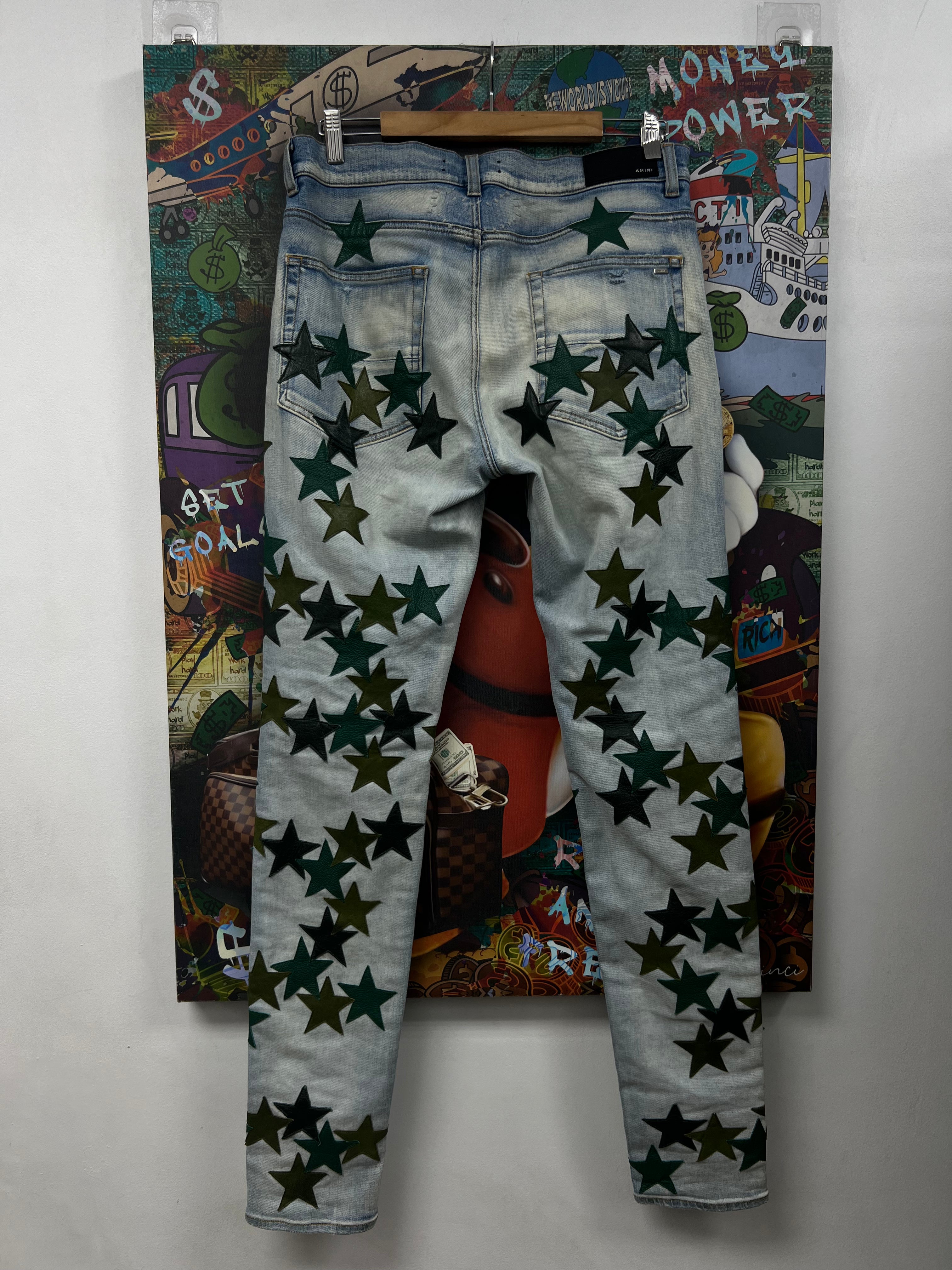 Amiri Light Wash Green Chemist Stars Jeans