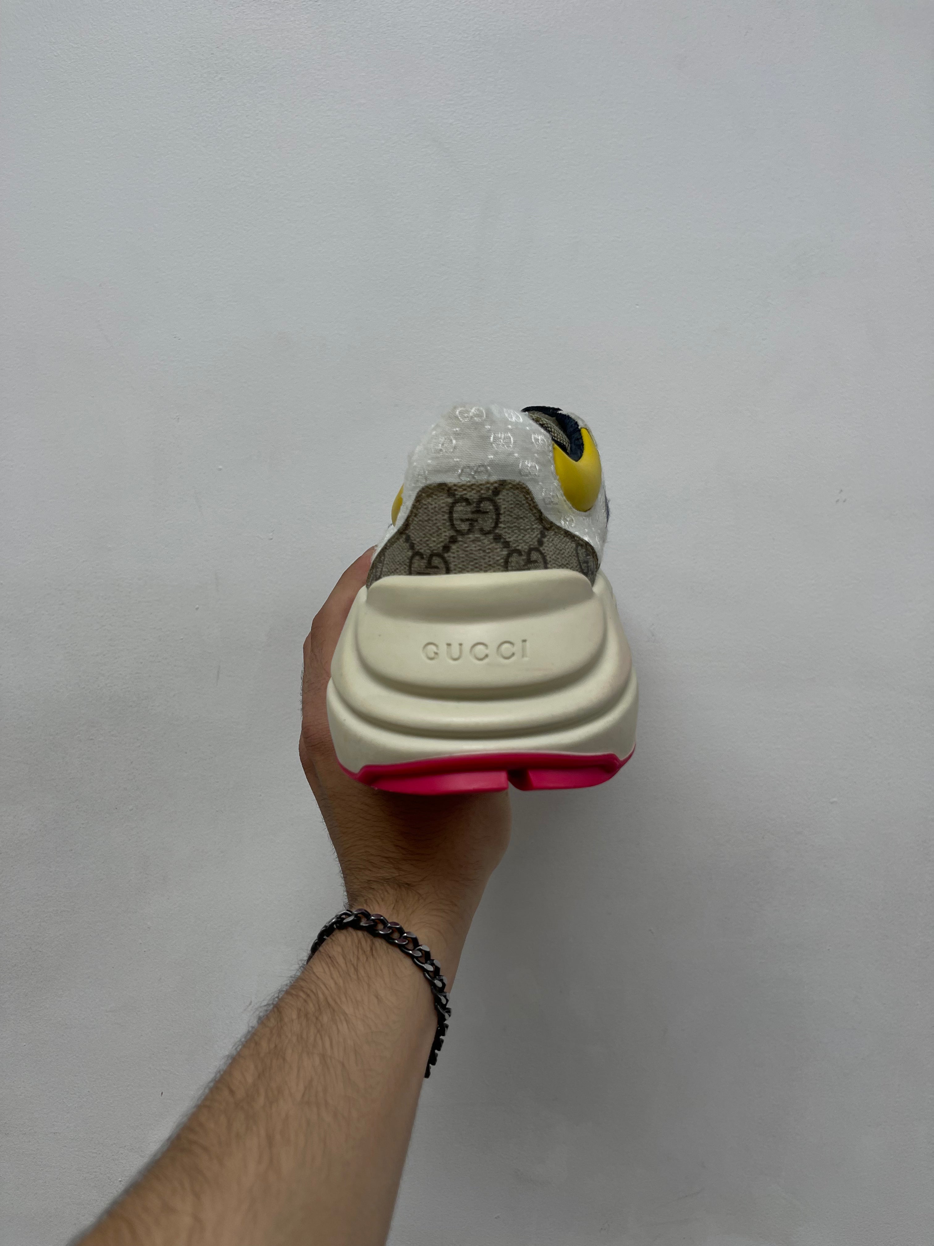 Gucci Navy Yellow Monogram Rython Sneakers