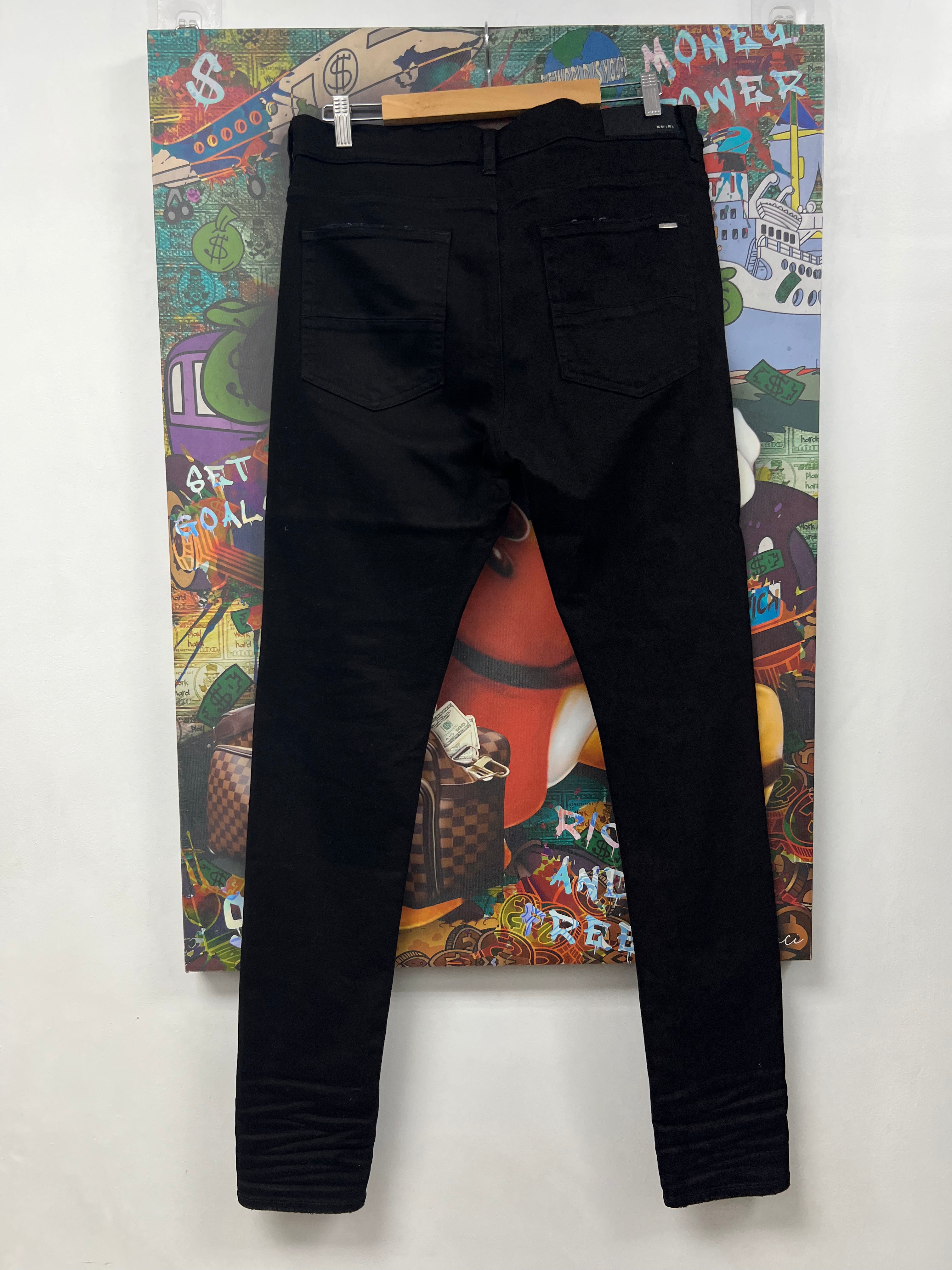 Amiri MX1 Black Silver Patch Jeans