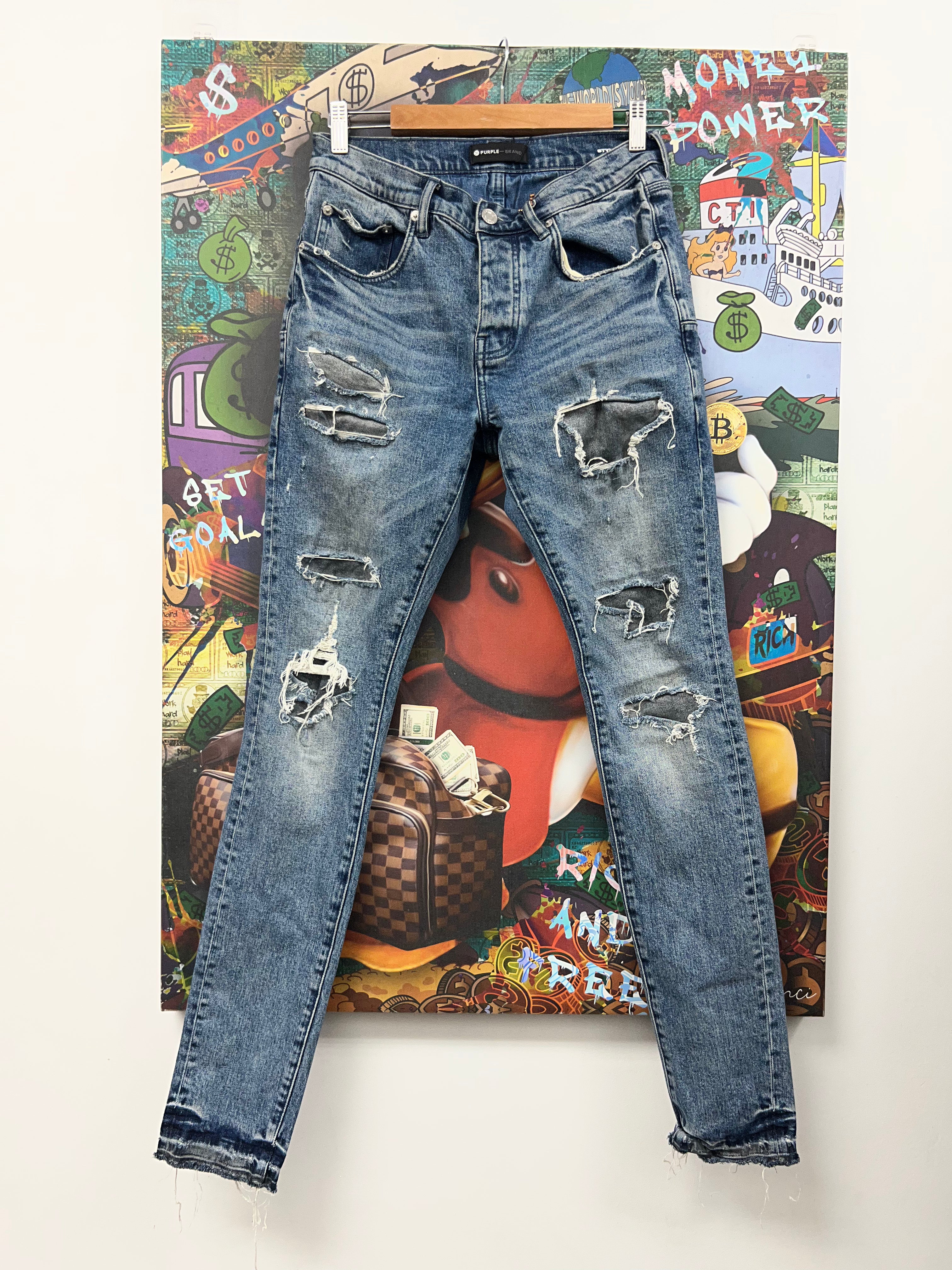 Purple Brand Deep Classic Patchwork Jeans