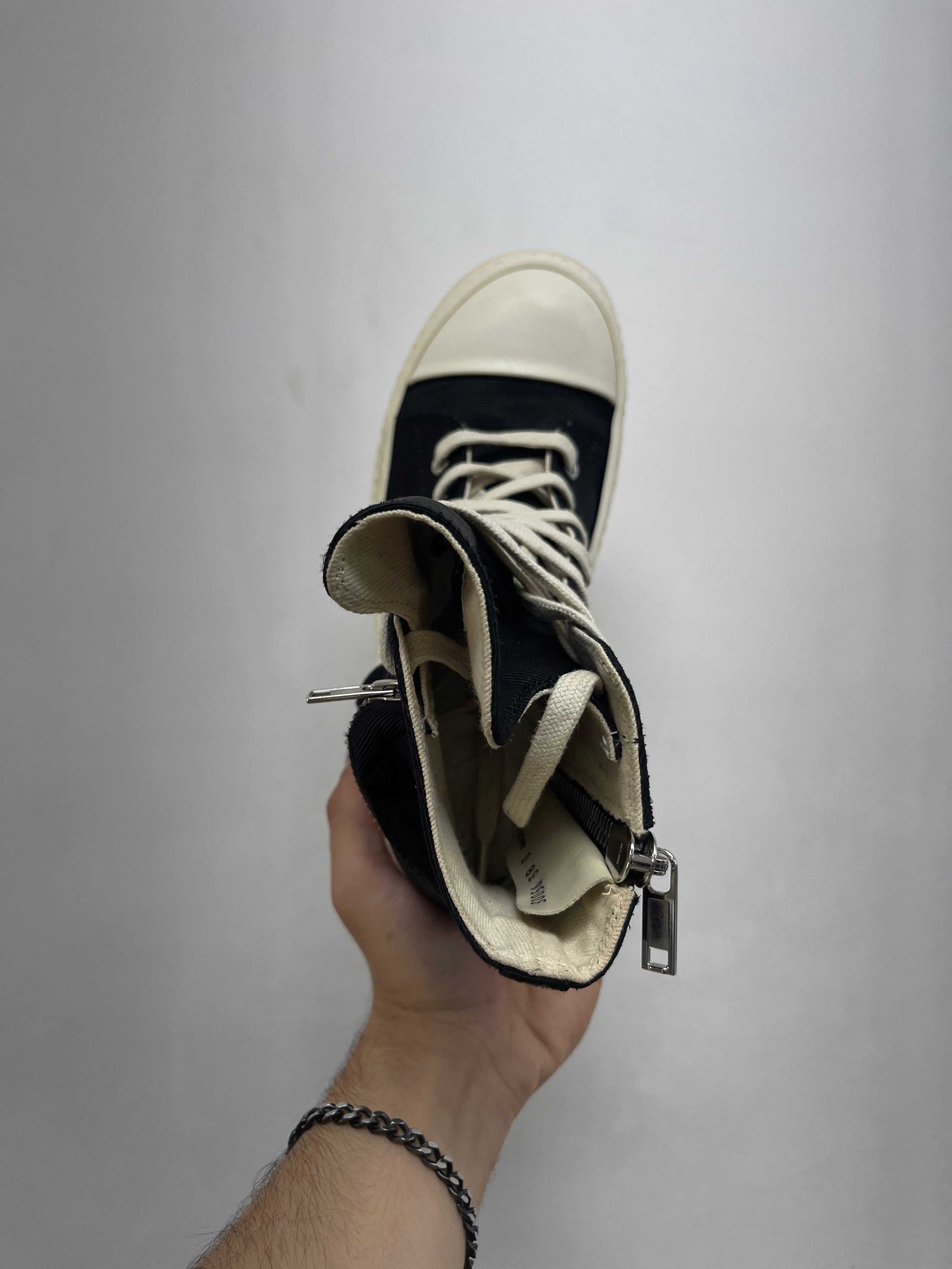 Rick Owens Black Cargo Nylon Ramone High Sneakers