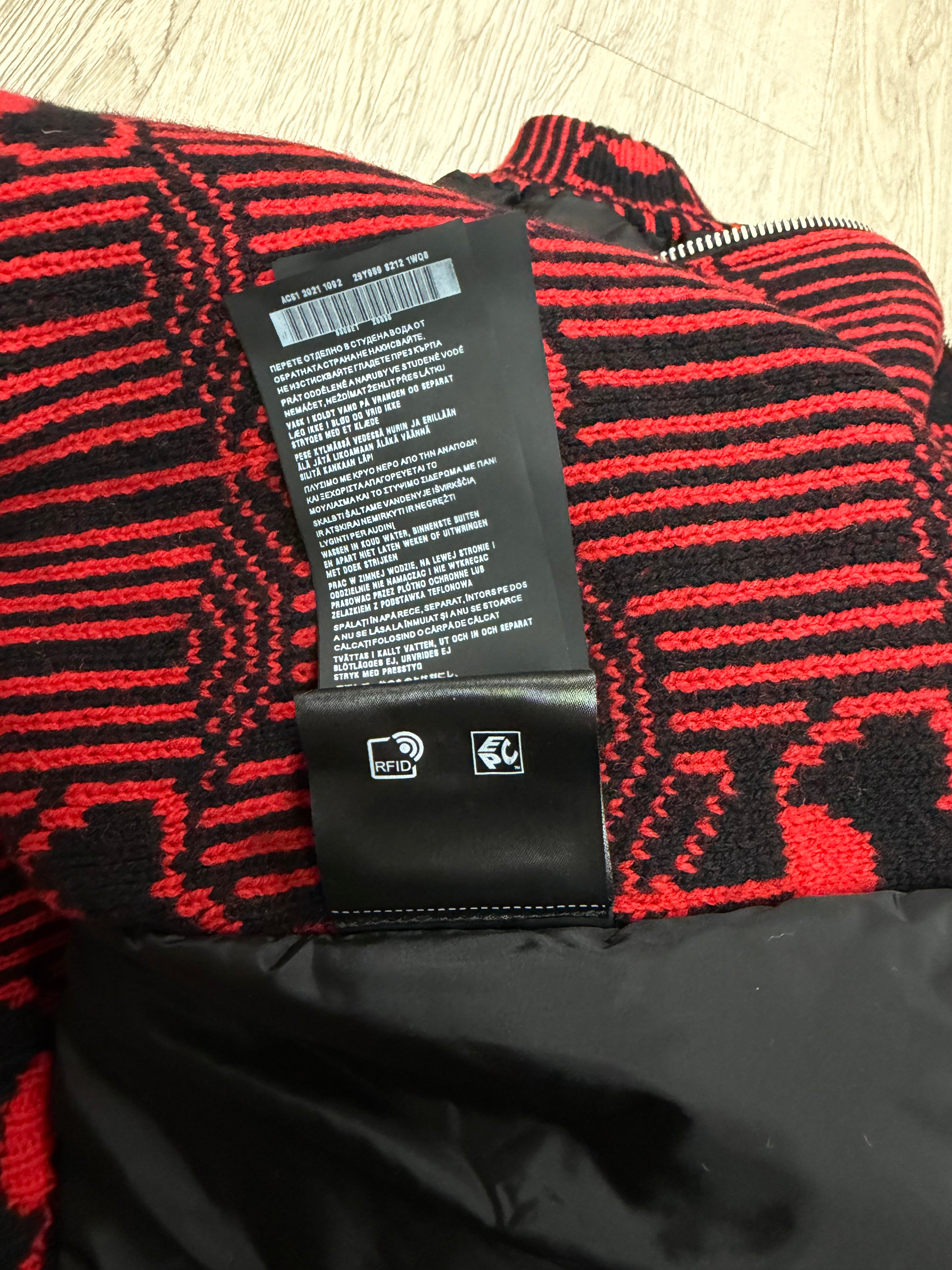 Prada Raf Simmons Black Red Nylon Bomber Jacket