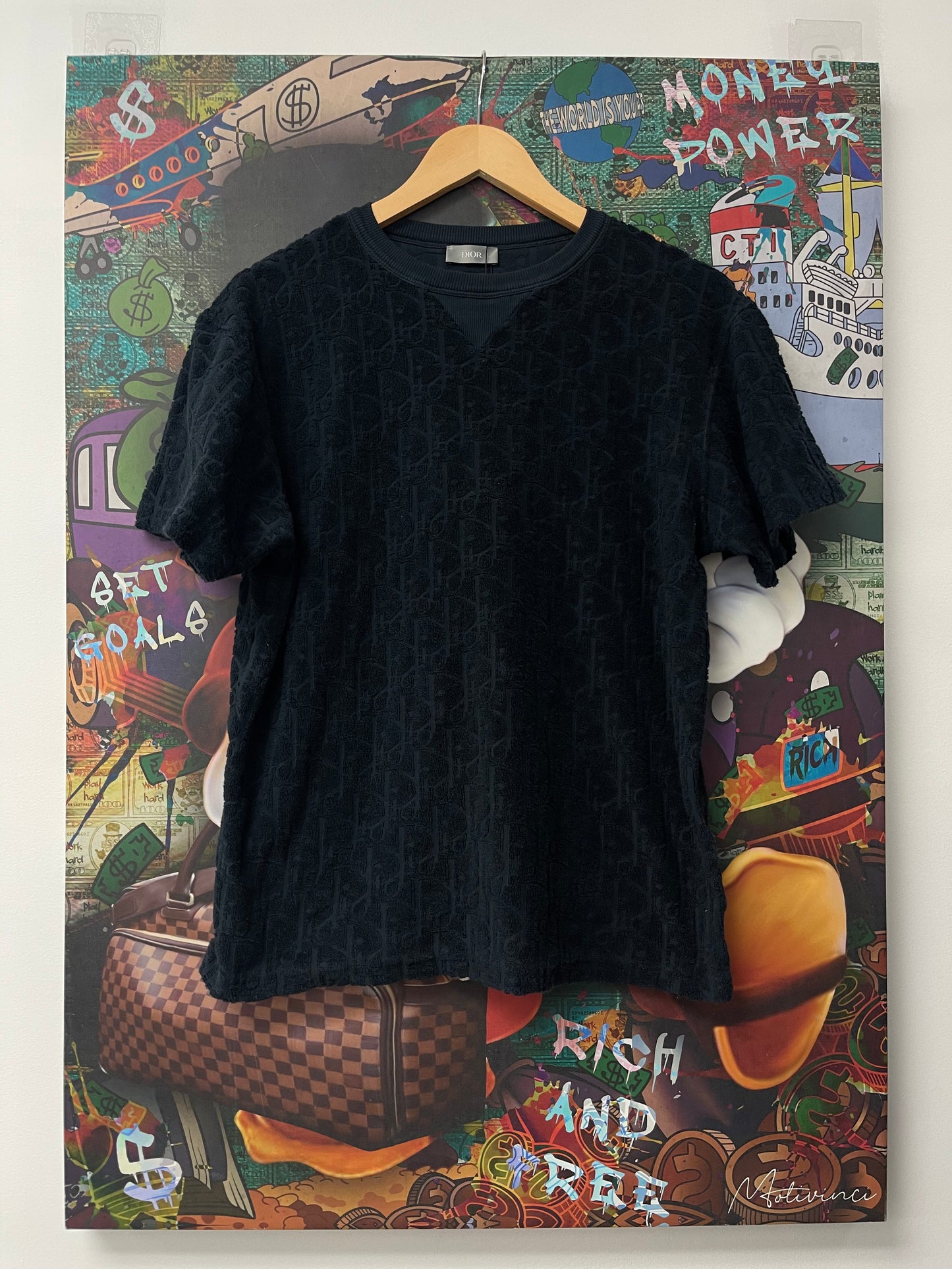 Dior Towel Tee Navy Monogram Used