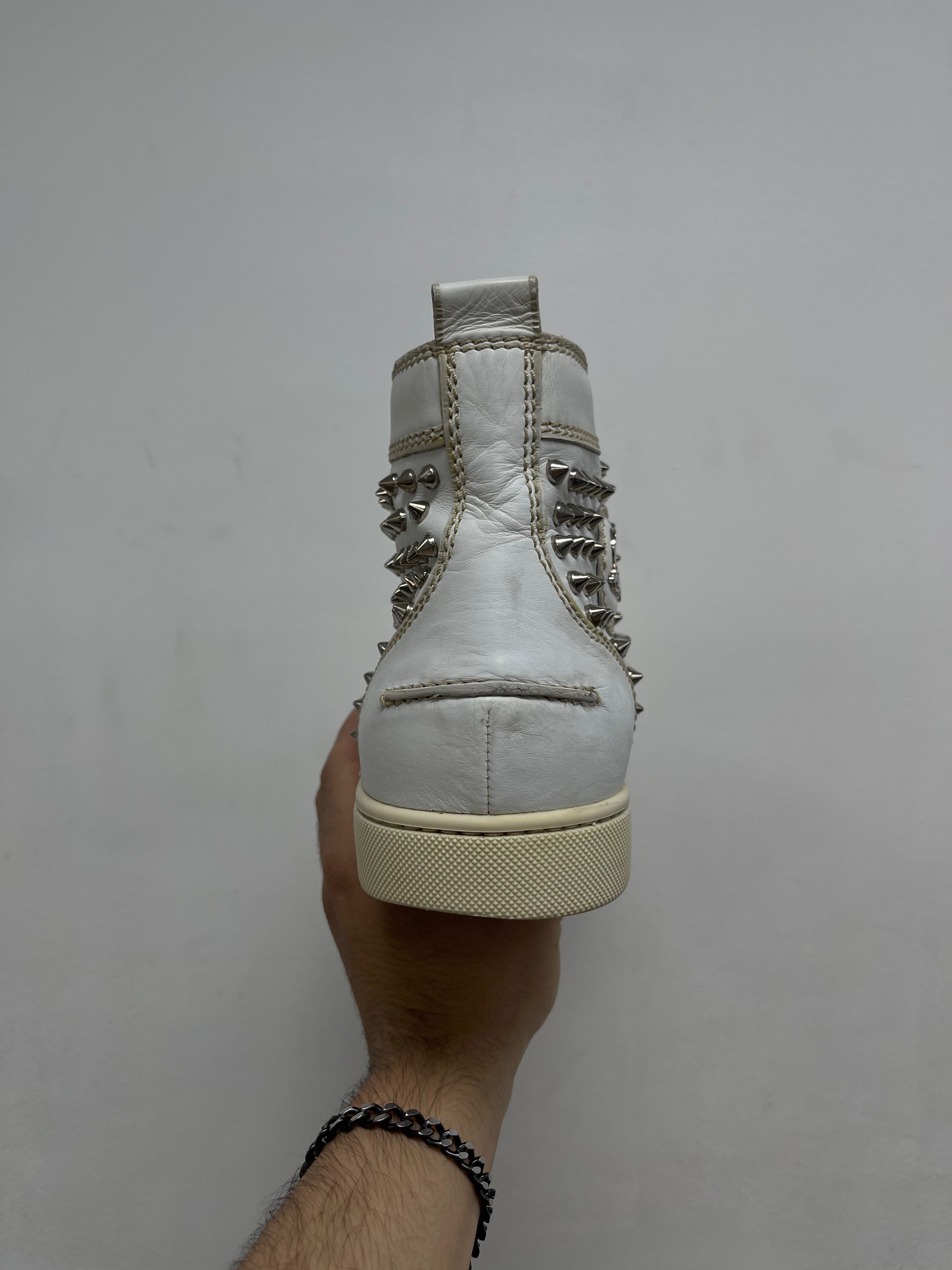 Christian Louboutin White Spiked High Sneakers