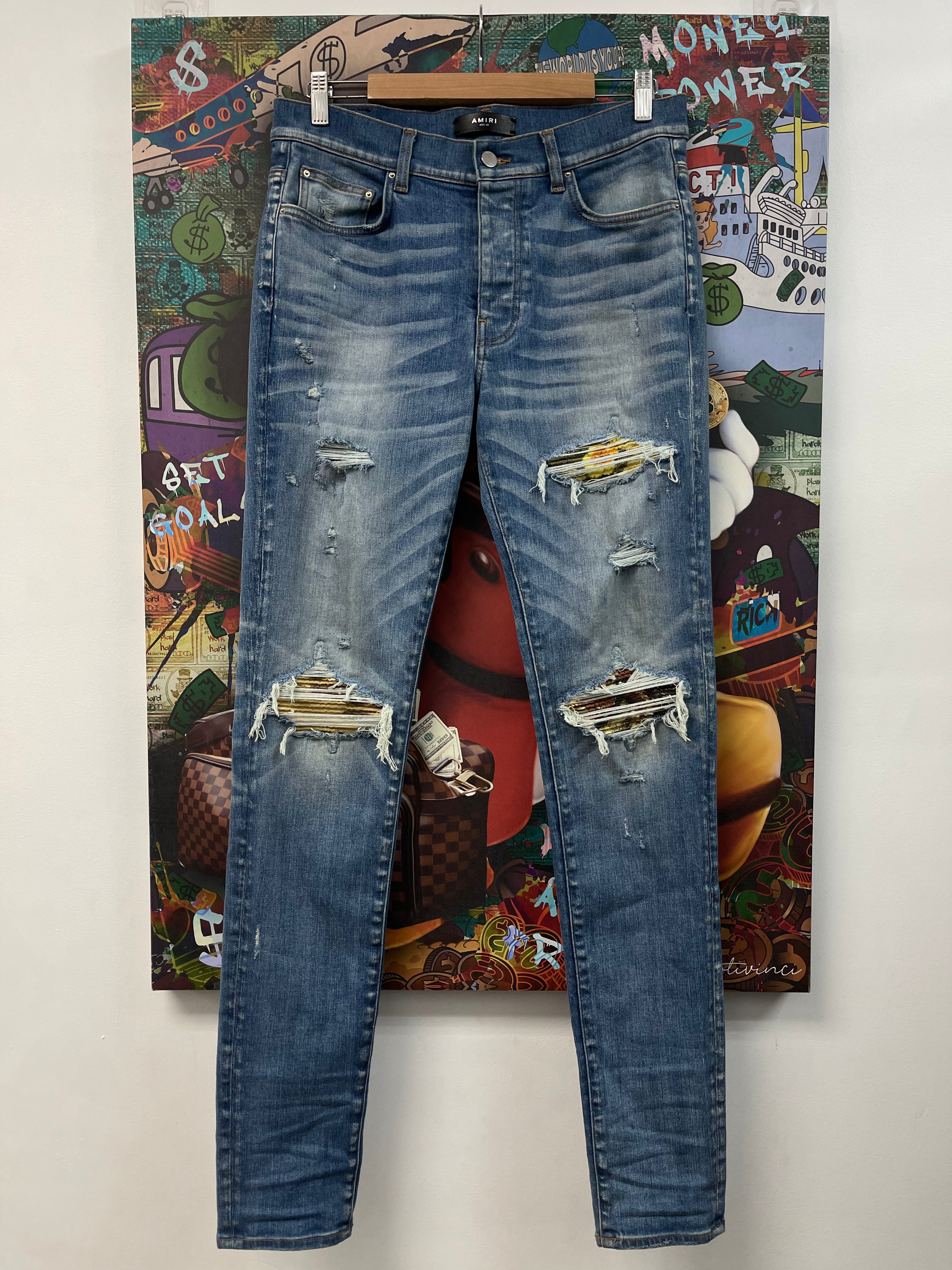 Amiri Light Wash Aloha Patch Jeans