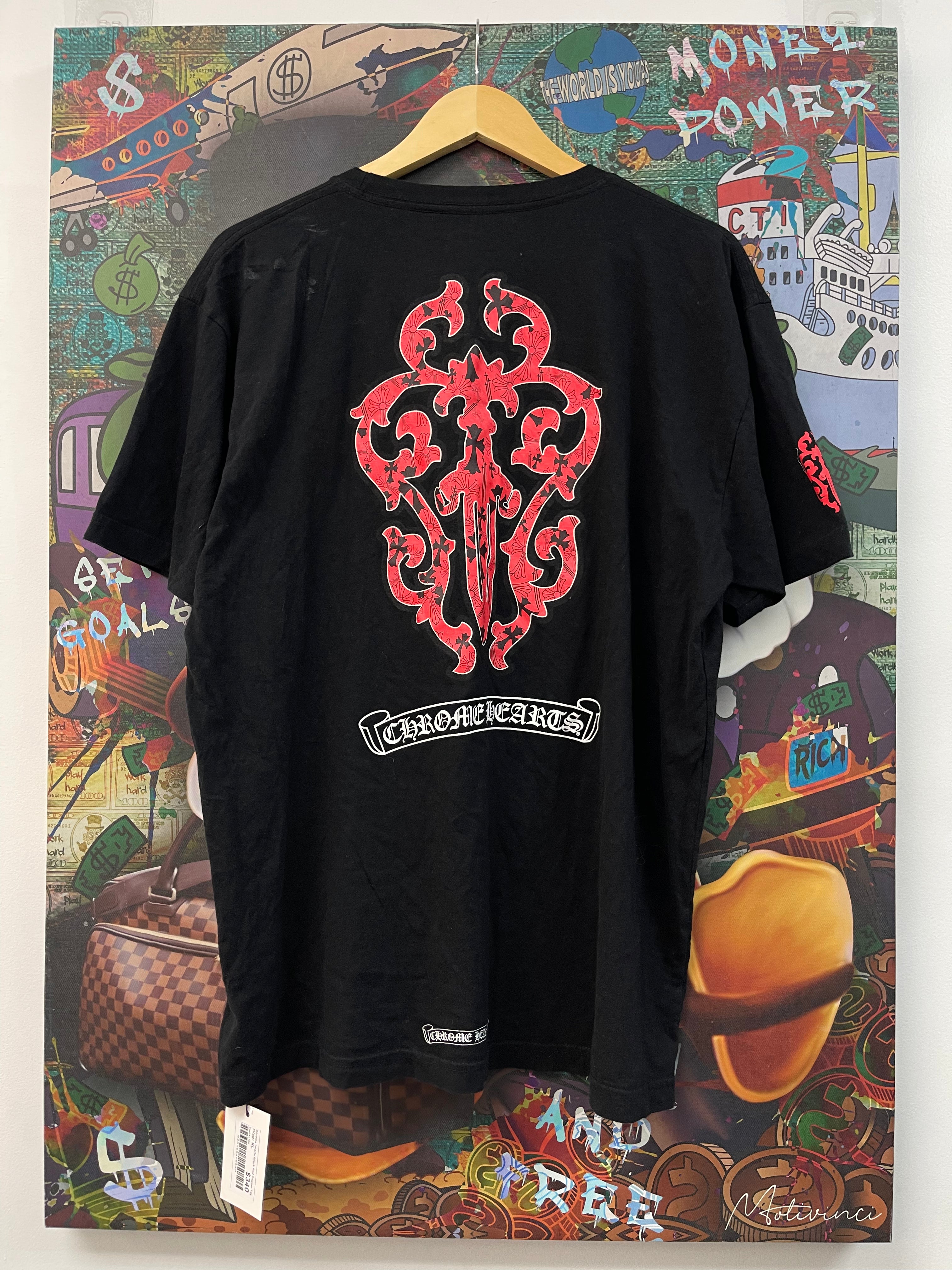Chrome Hearts Black Red Dagger Tee