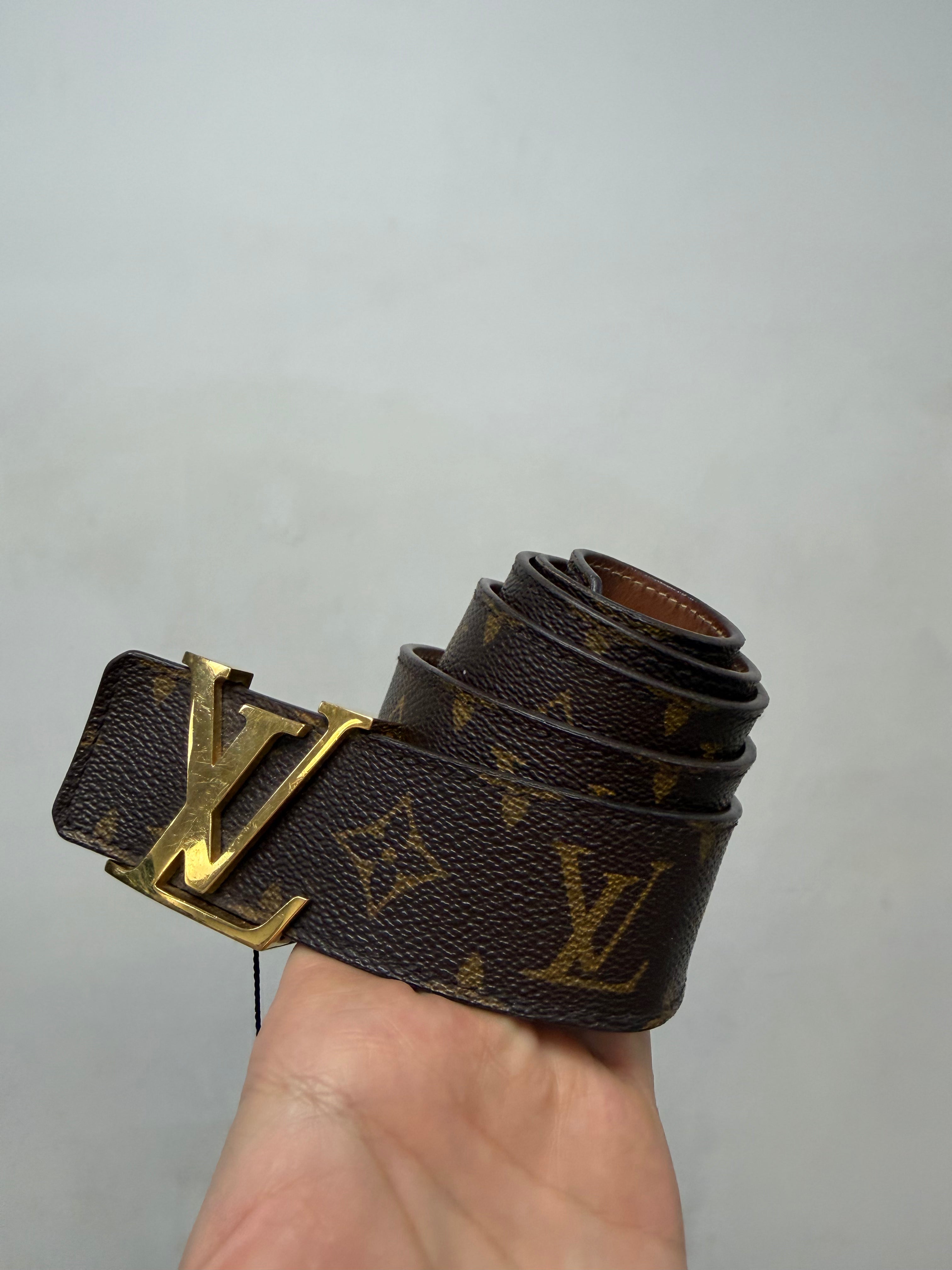 Louis Vuitton Brown Monogram Gold Buckle Belt