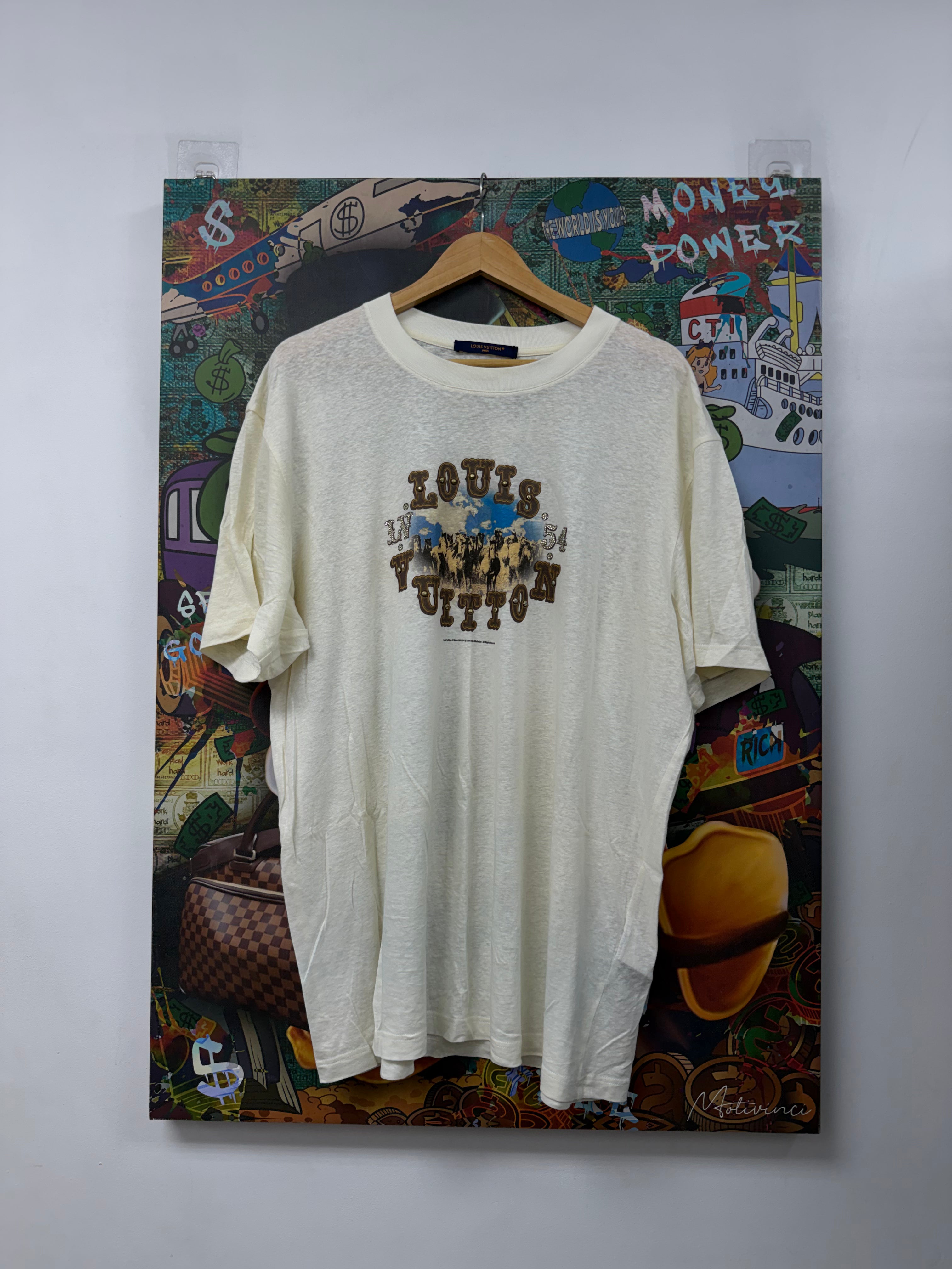 Louis Vuitton Cream Cowboy Series Linen (5L) Tee