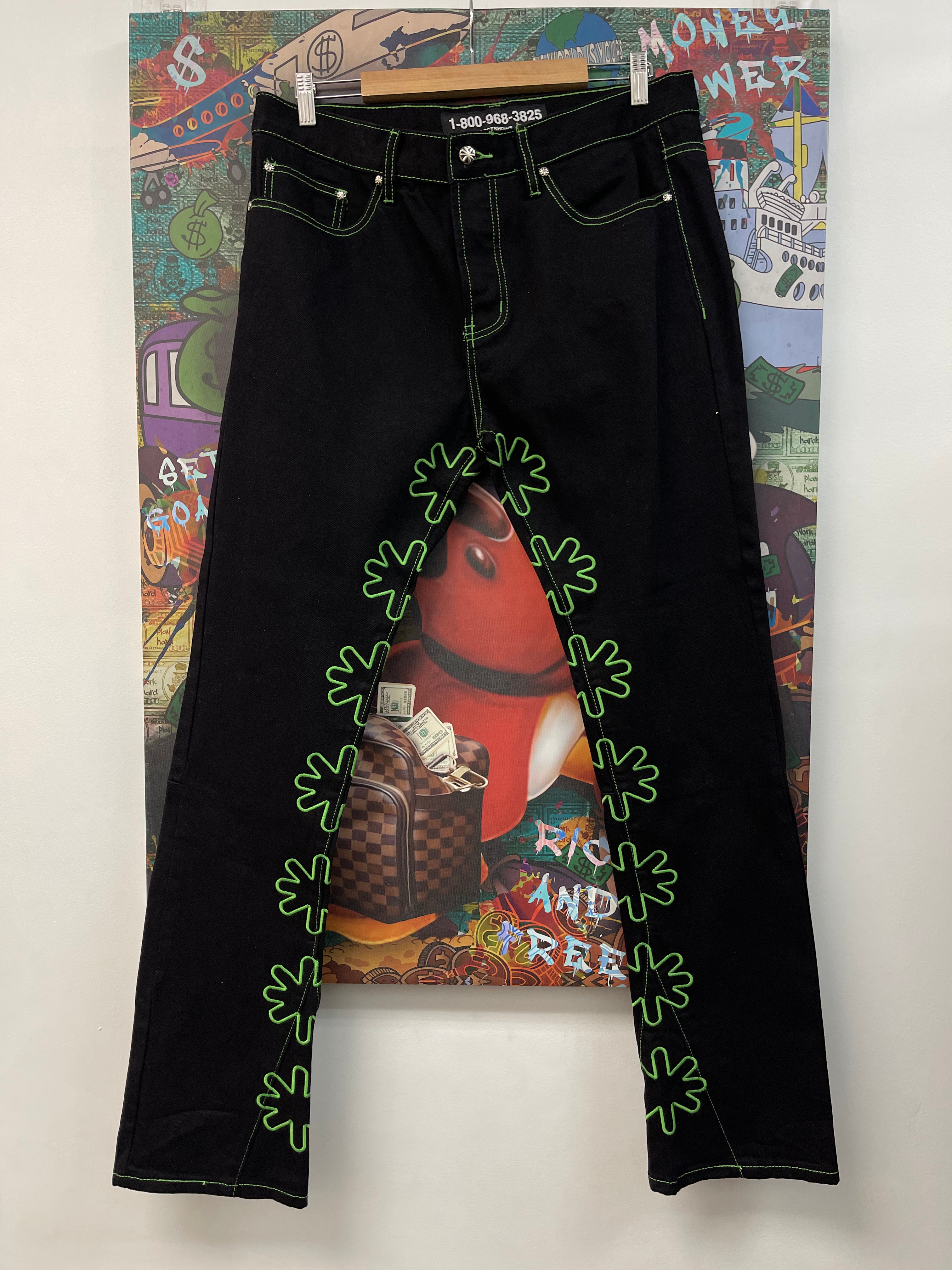 LOSTSHDWS Black Green Outline Jeans