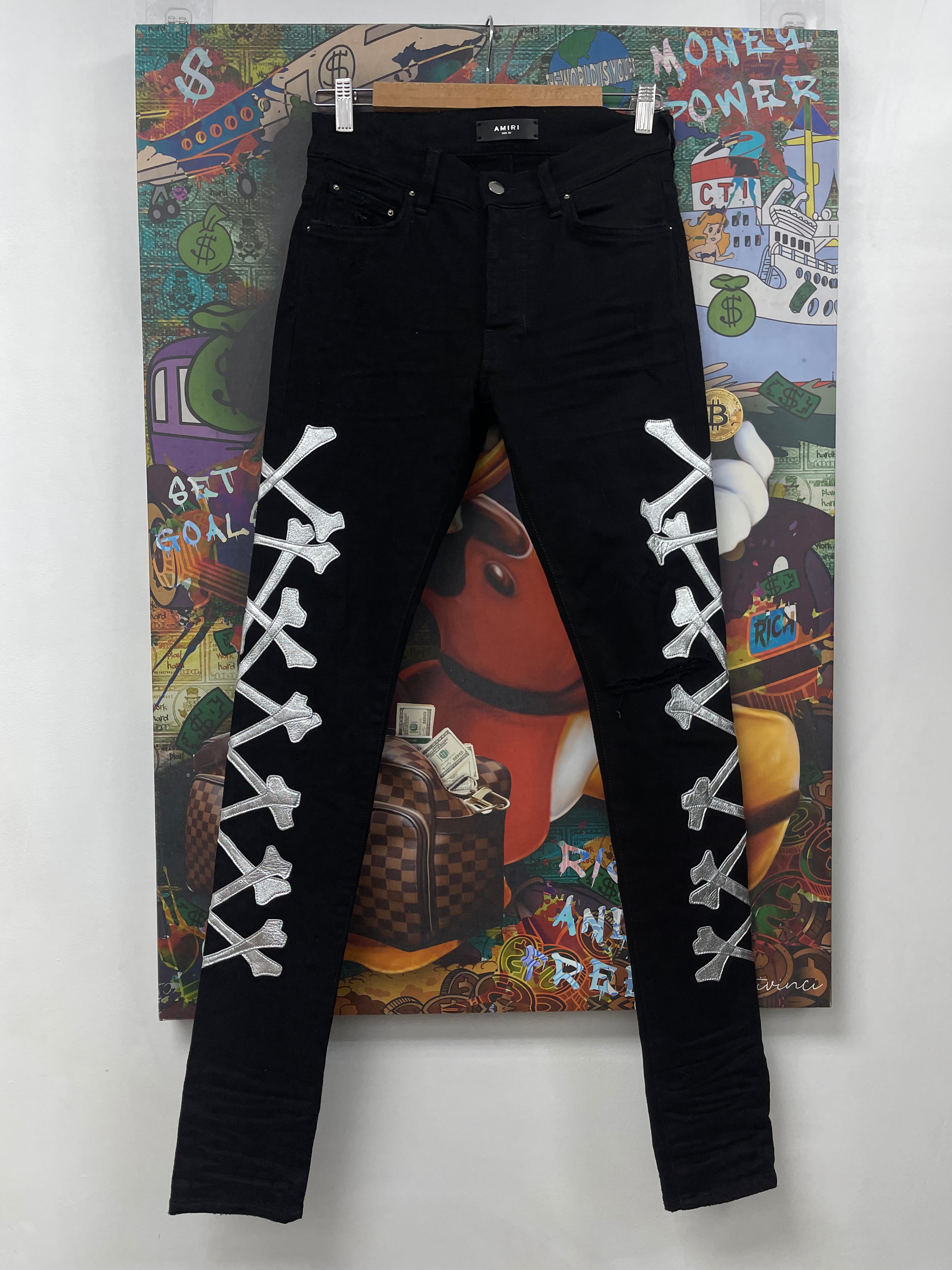 Amiri Black Silver Bones Jeans